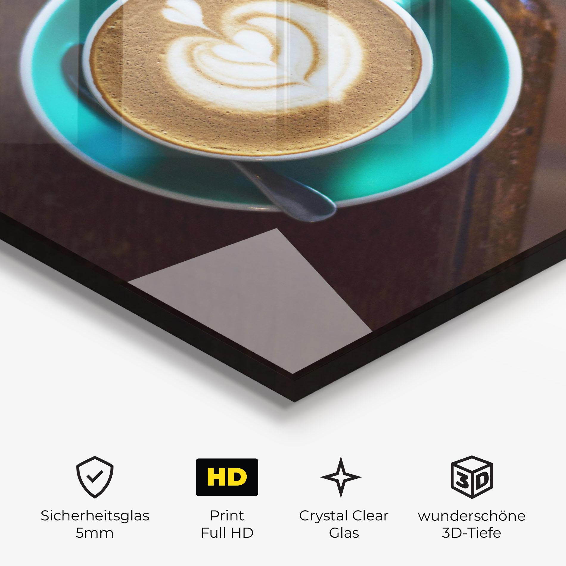 Glasbild Blue Cup Of Coffee mockup 3