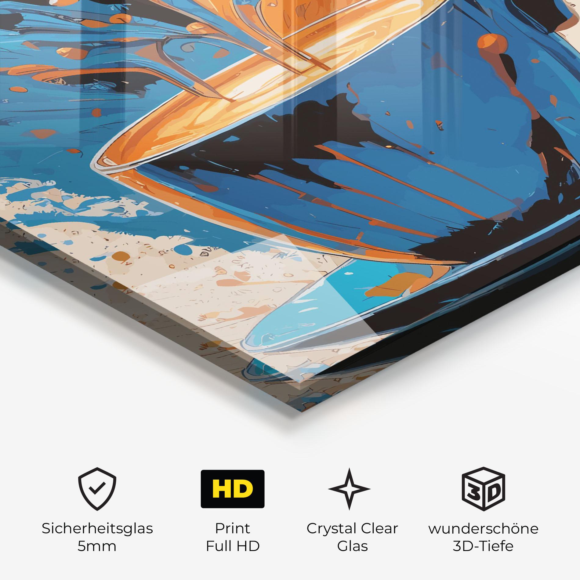 Glasbild Coffee Blue Orange mockup 3