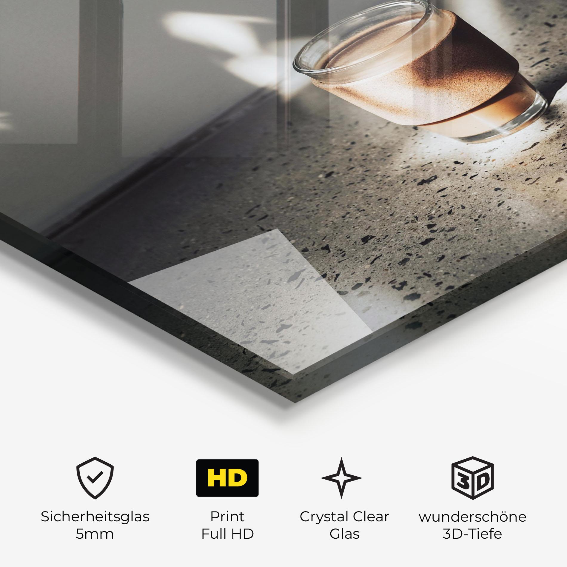 Glasbild Coffee In The Sun mockup 3