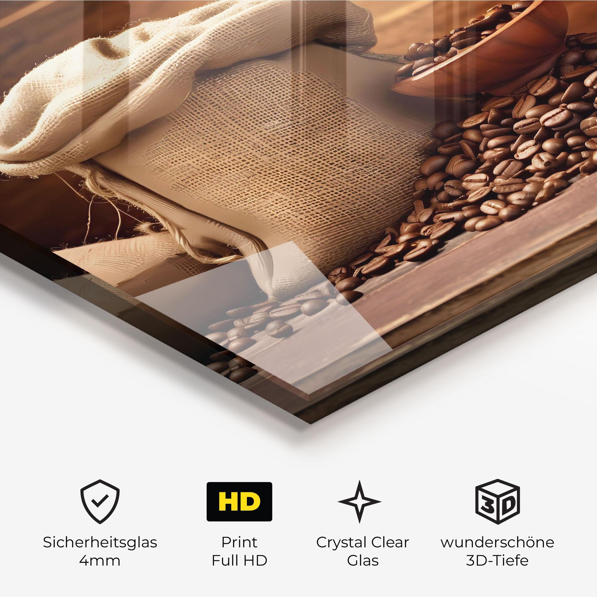 Glasbild Big Bag Of Coffee Beans mockup 3