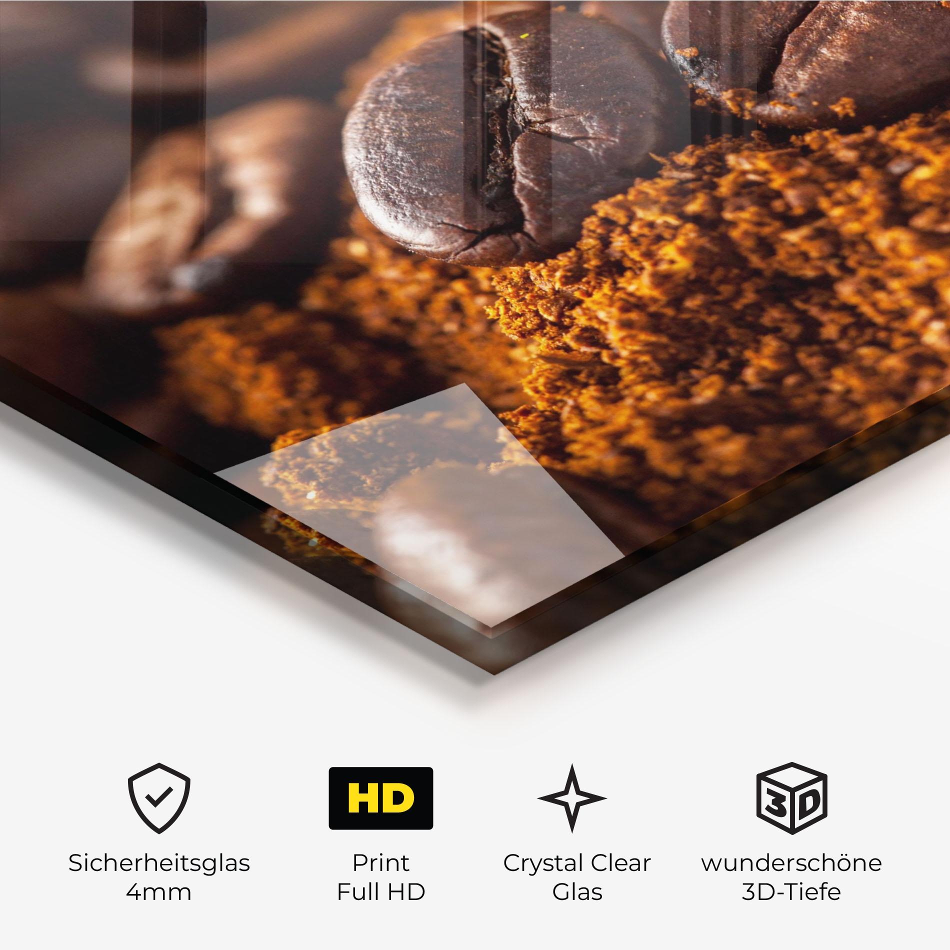 Glasbild Close Up Coffee Beans mockup 3