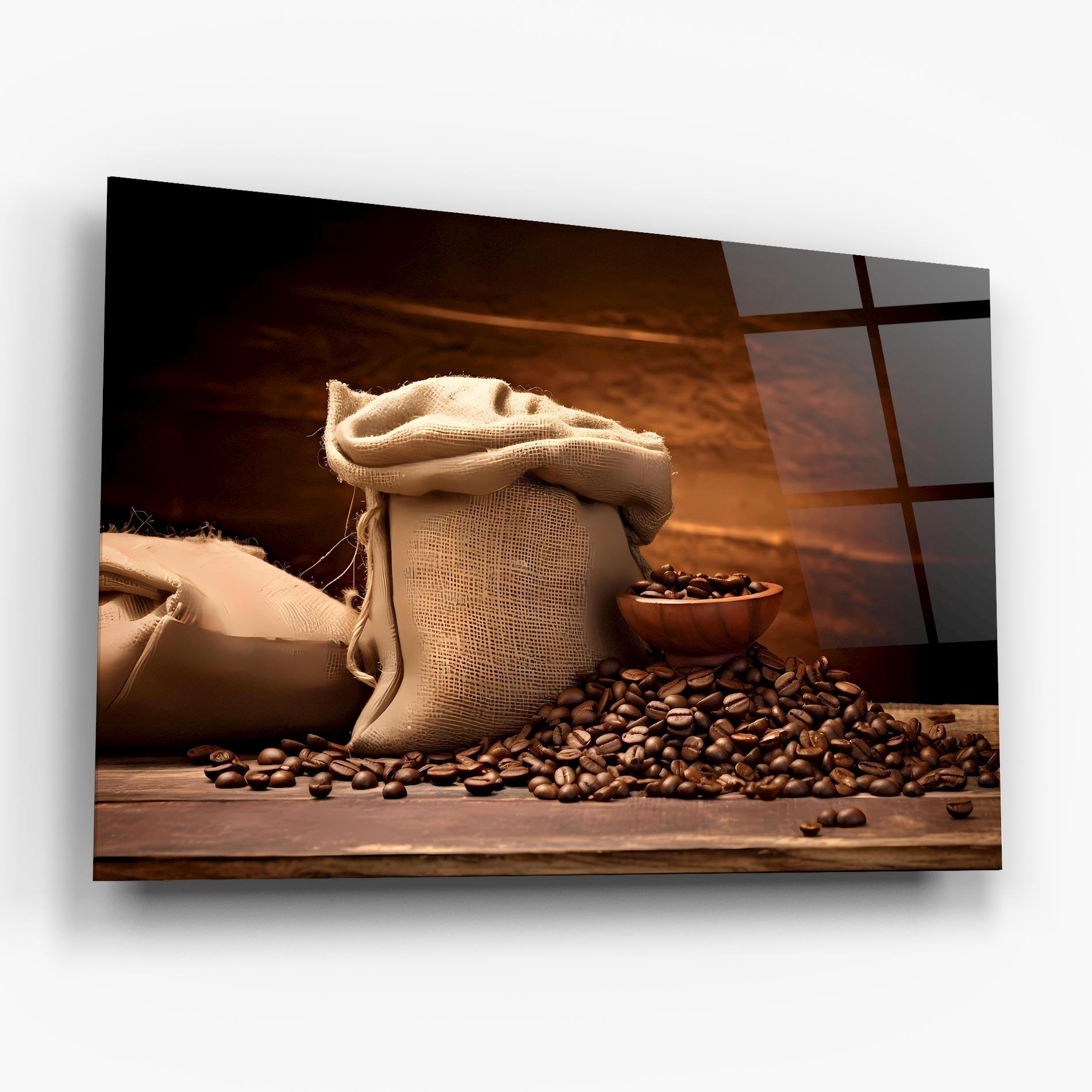 Glasbild Big Bag Of Coffee Beans mockup 6