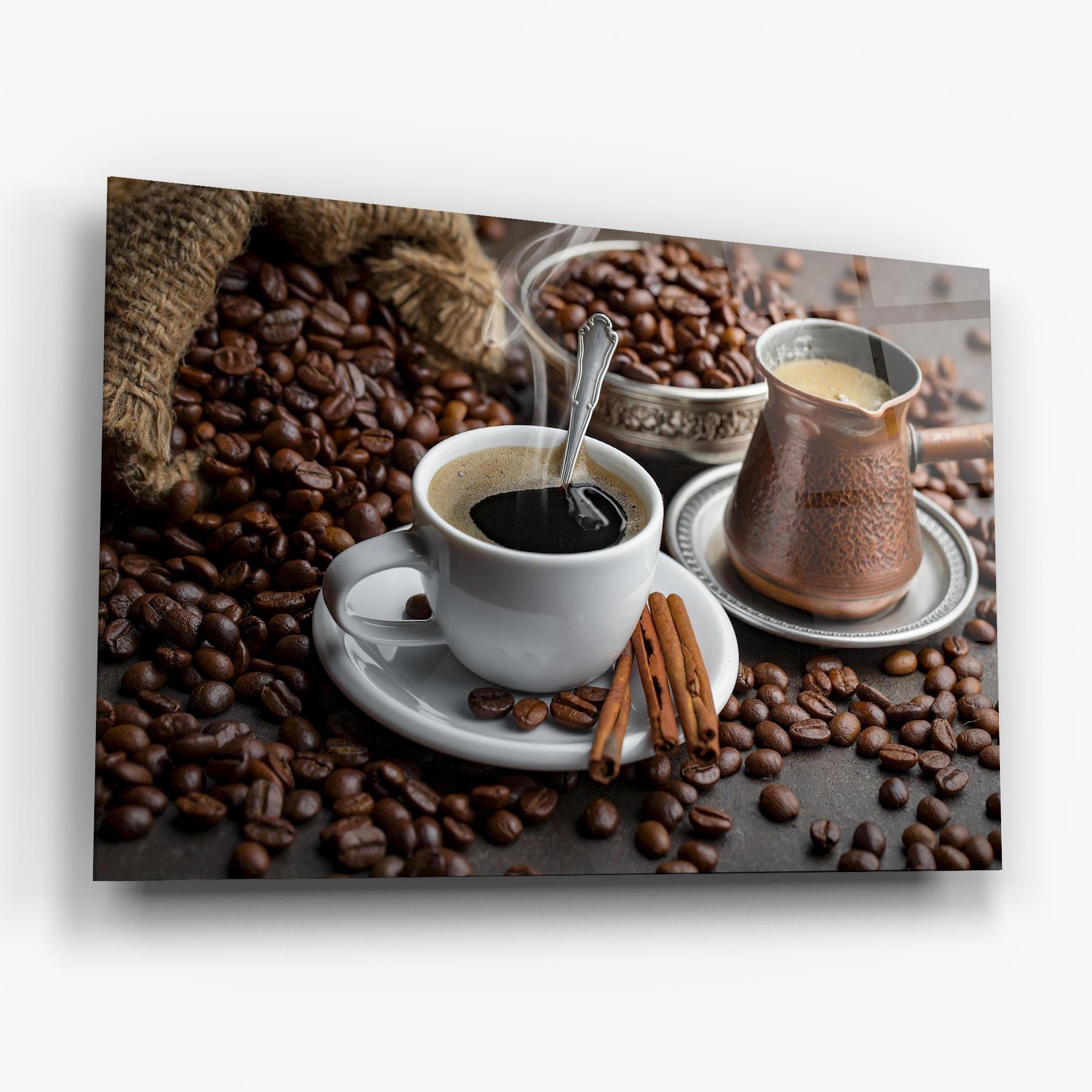 Glasbild Black Coffee Beans mockup 6