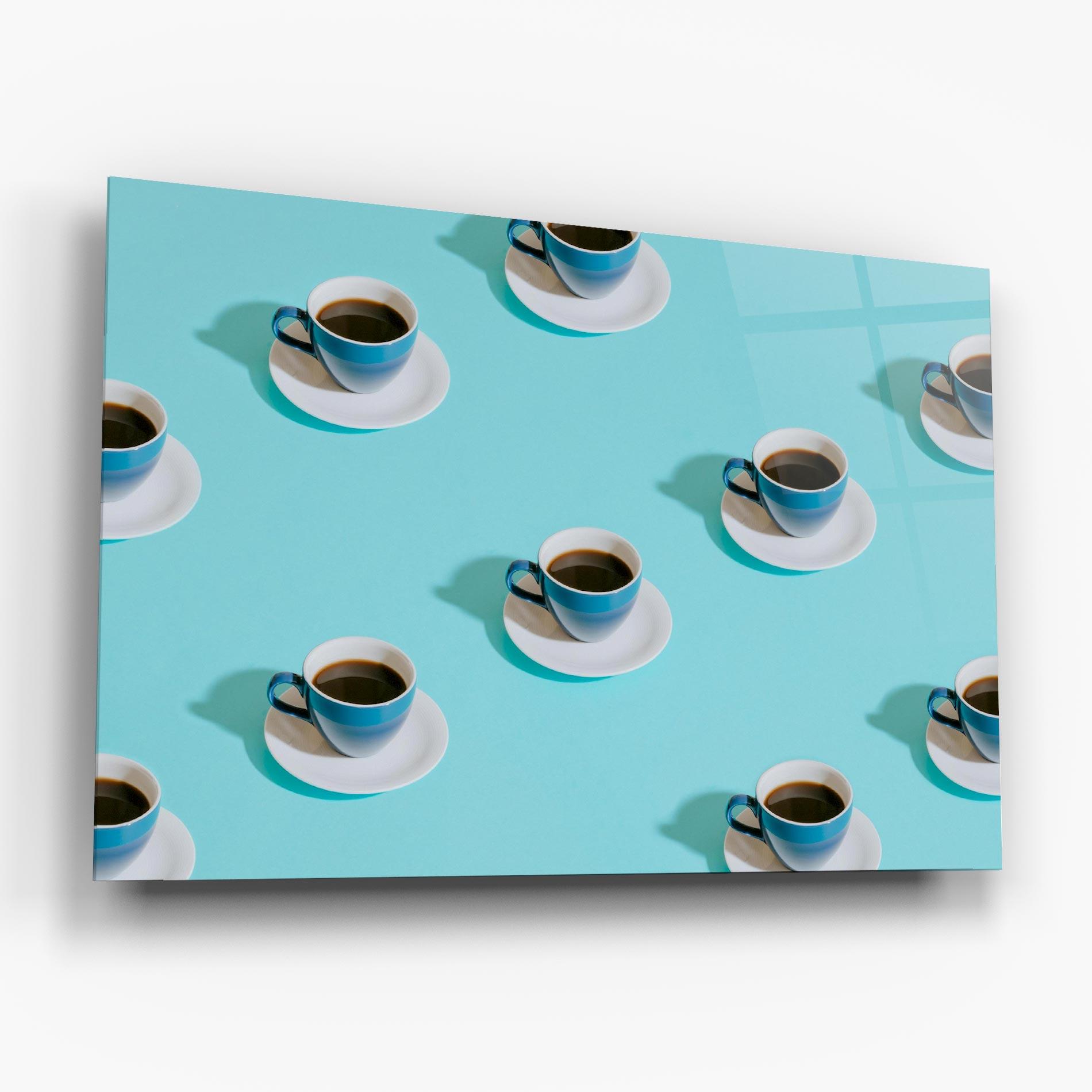 Glasbild Blue Cup Of Coffe mockup 6