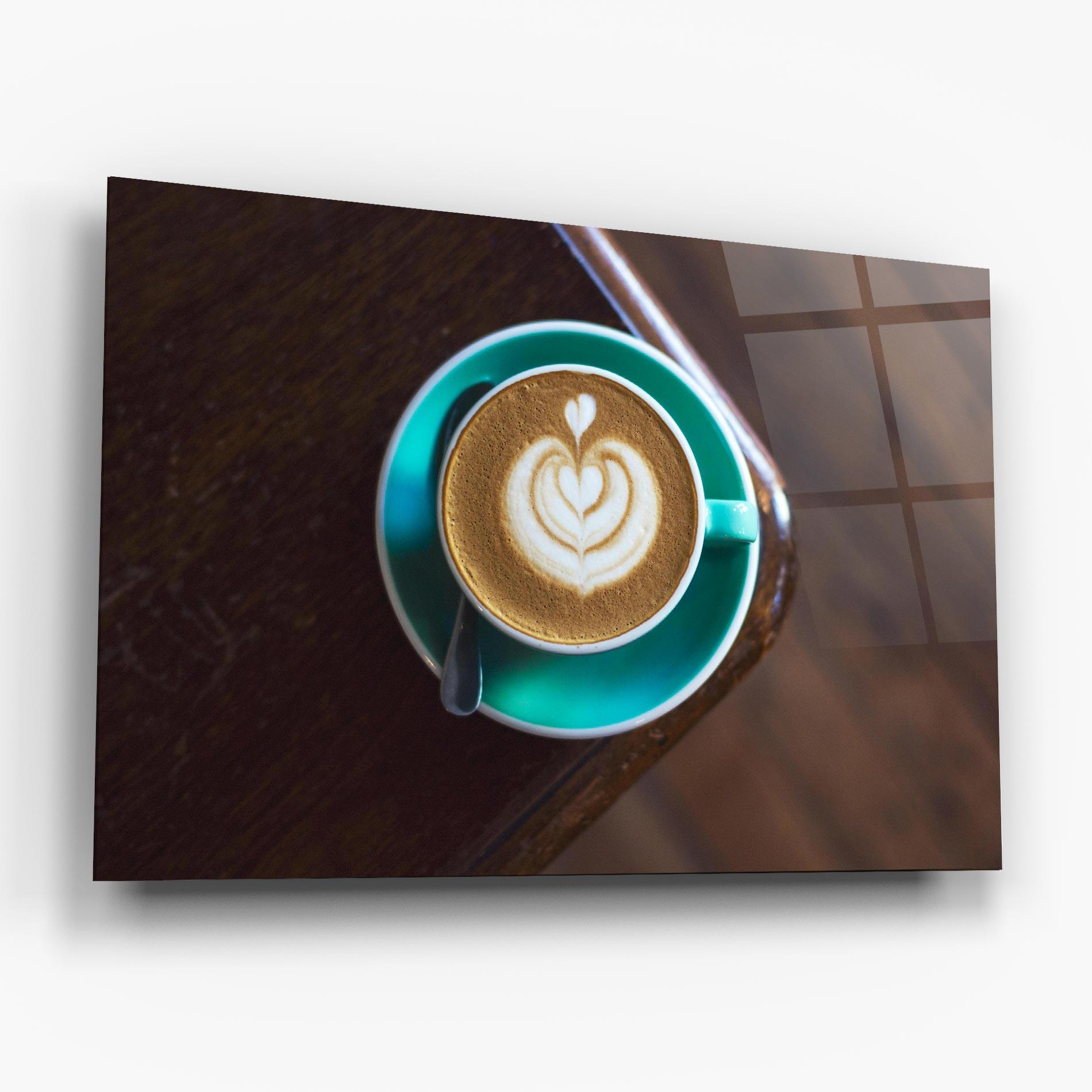 Glasbild Blue Cup Of Coffee mockup 6