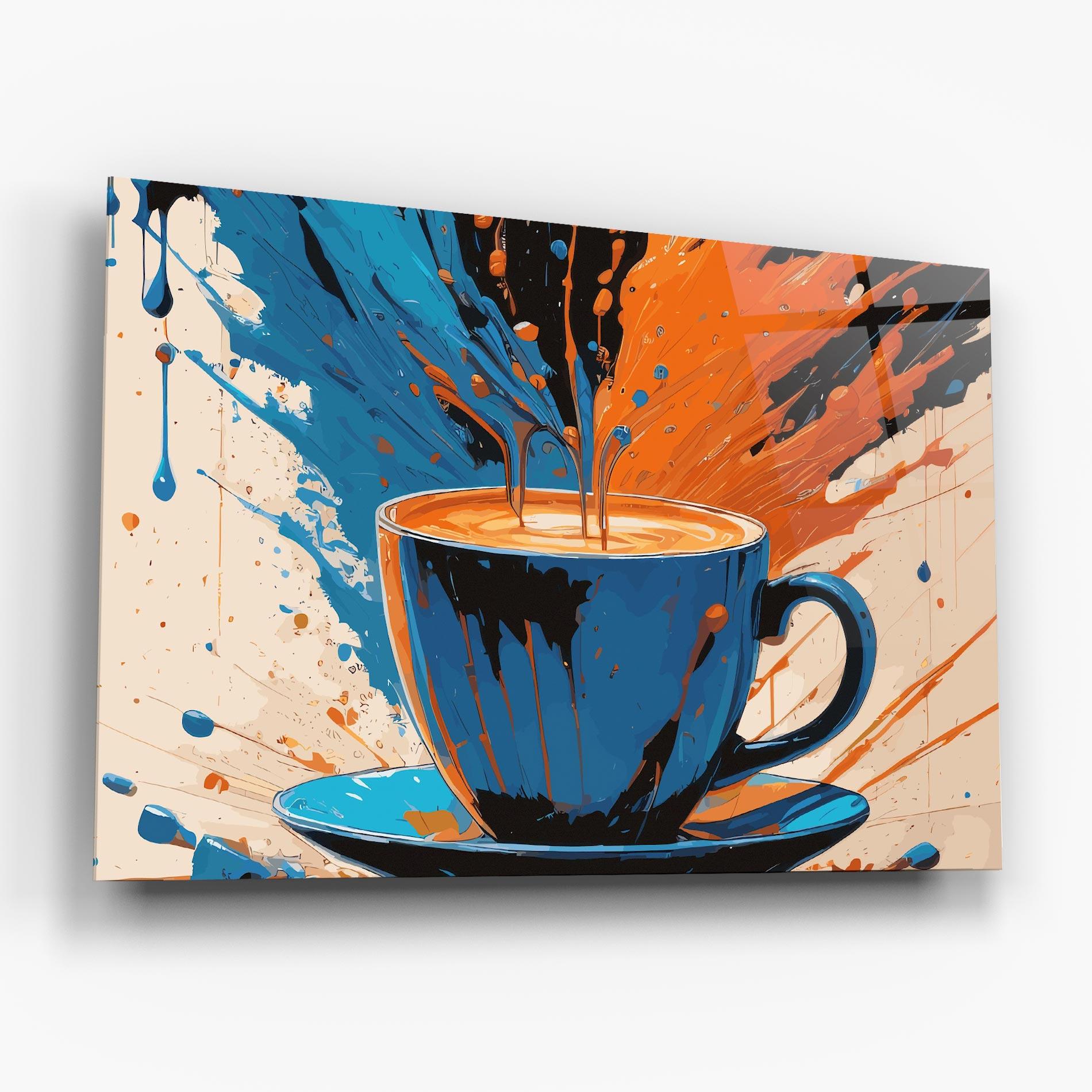 Glasbild Coffee Blue Orange mockup 6