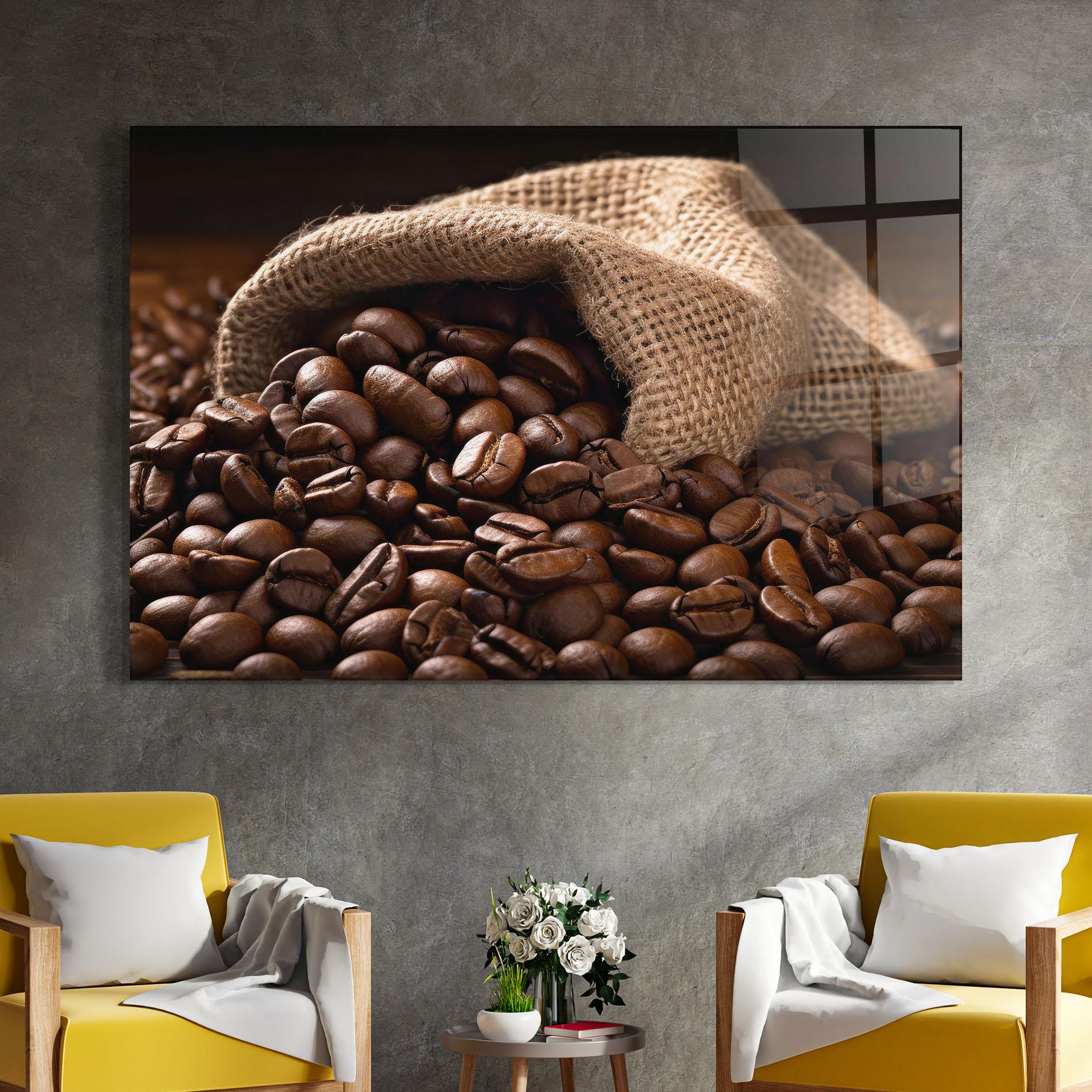 Glasbild Bag Of Coffee Beans mockup 4