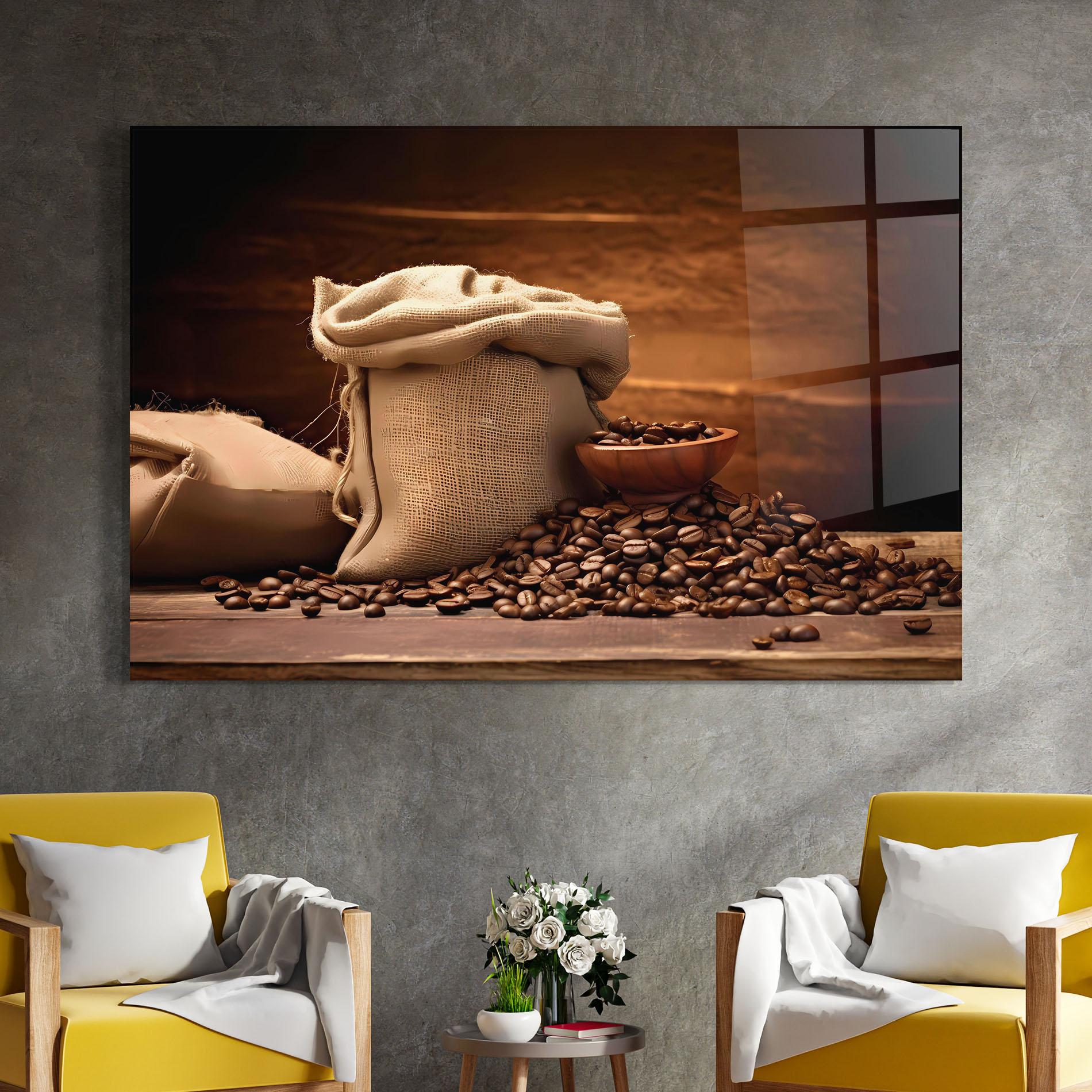 Glasbild Big Bag Of Coffee Beans mockup 4