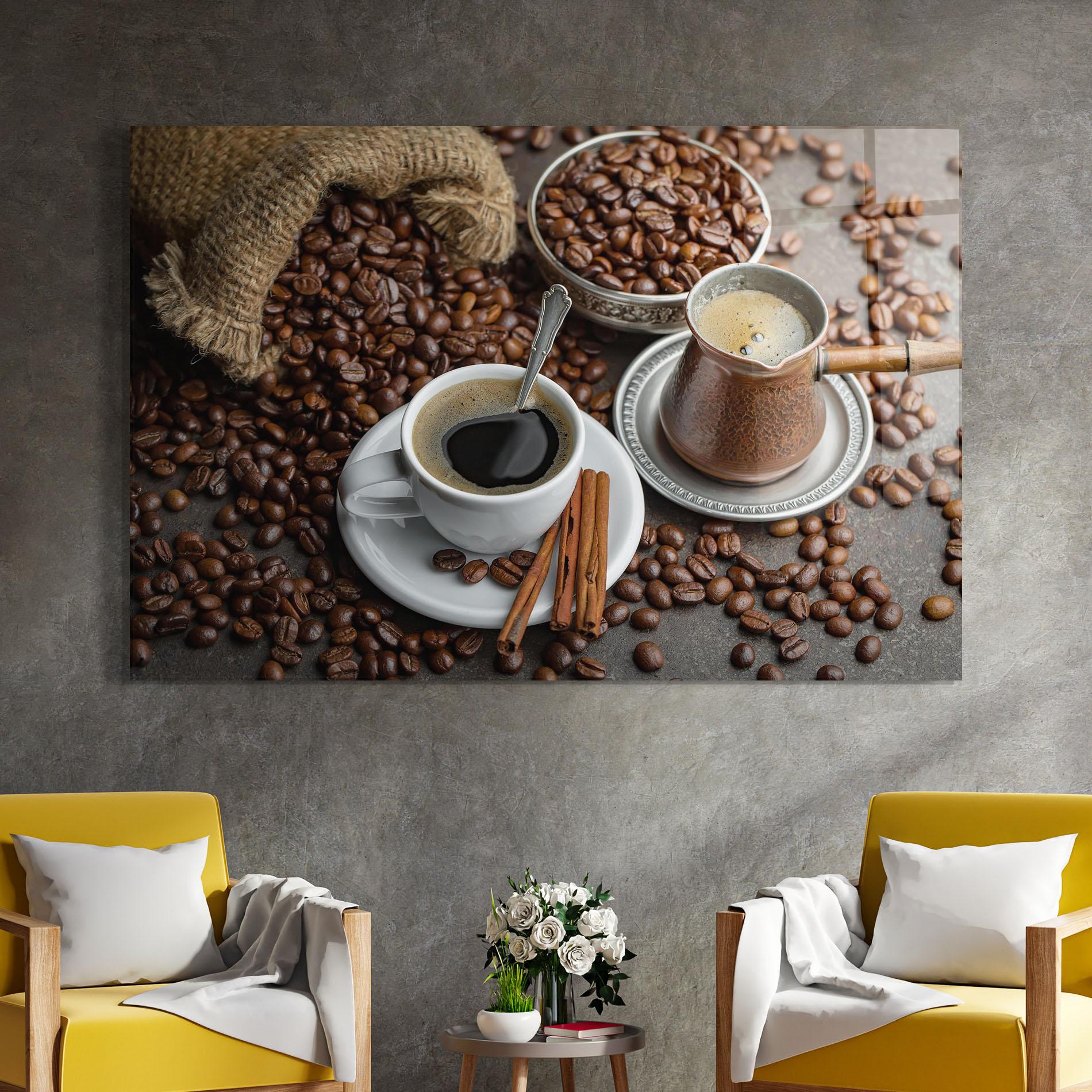 Glasbild Black Coffee Bean mockup 4