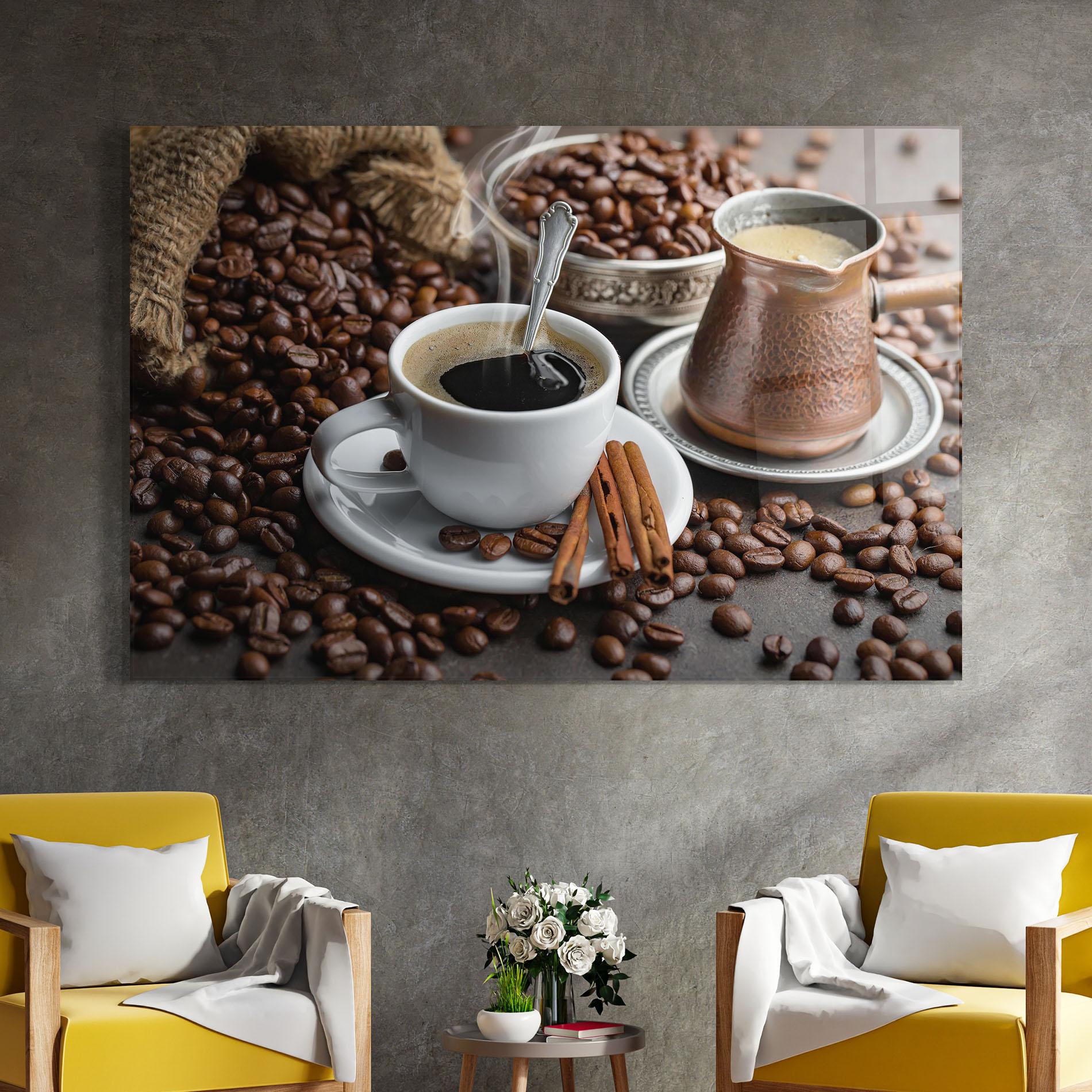 Glasbild Black Coffee Beans mockup 4