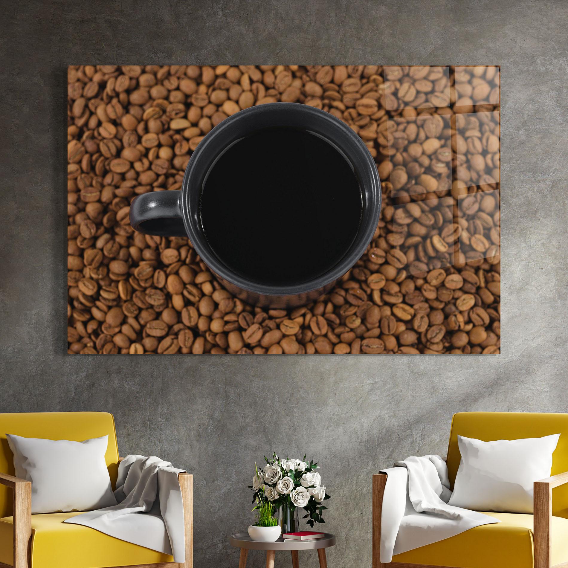 Glasbild Black Cup Of Coffee mockup 4