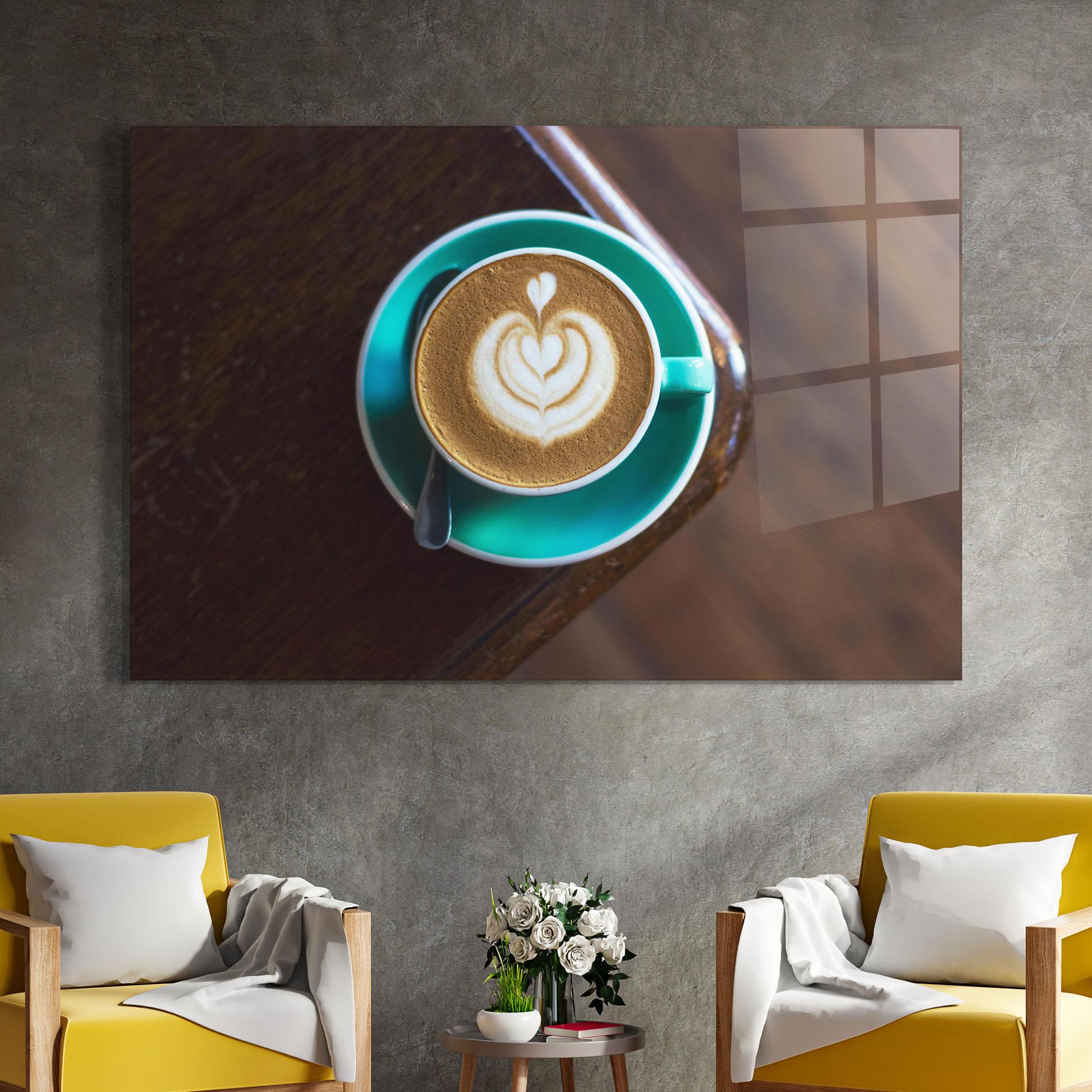 Glasbild Blue Cup Of Coffee mockup 4