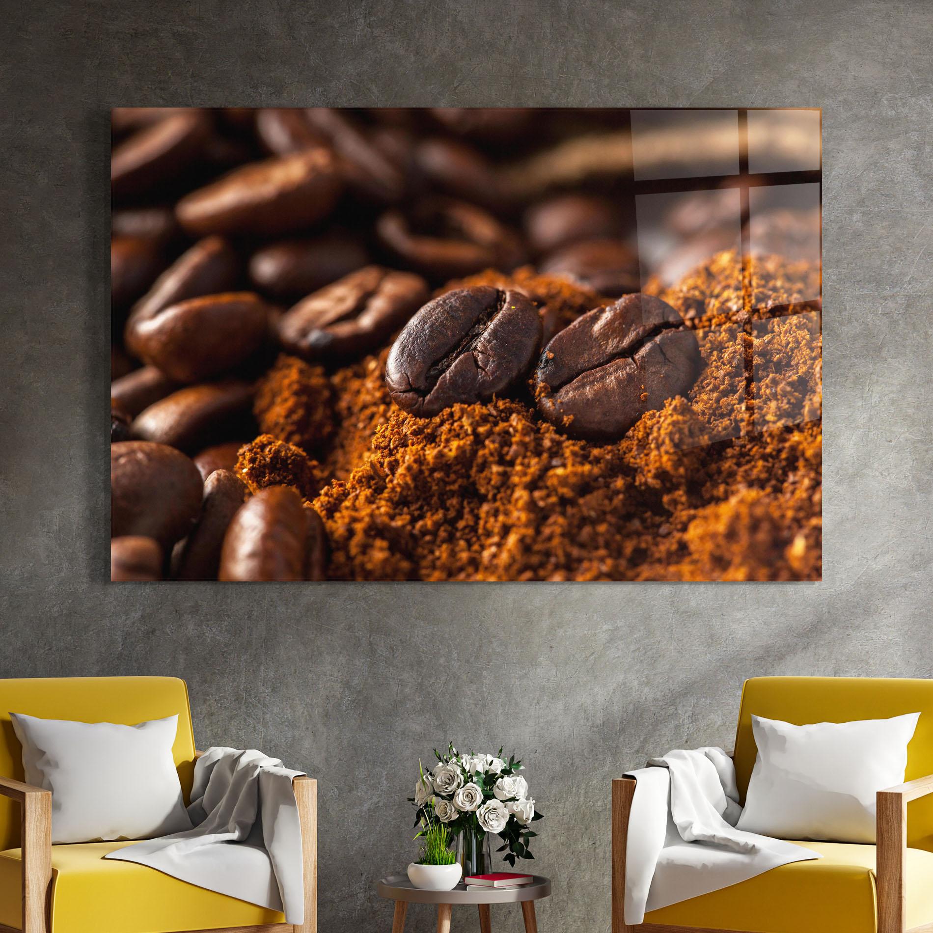Glasbild Close Up Coffee Beans mockup 4