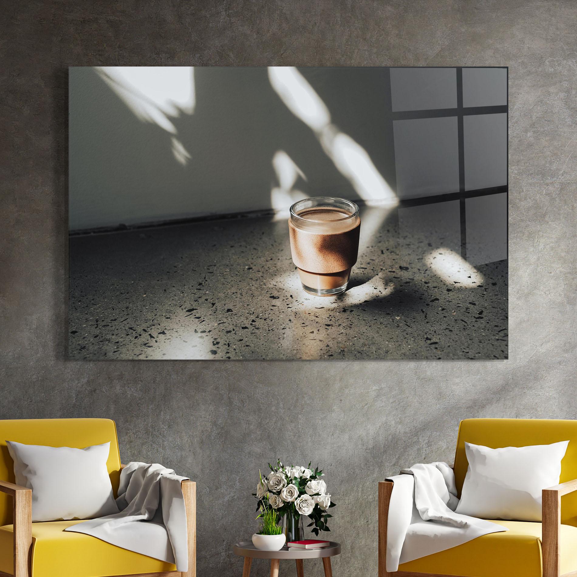 Glasbild Coffee In The Sun mockup 4