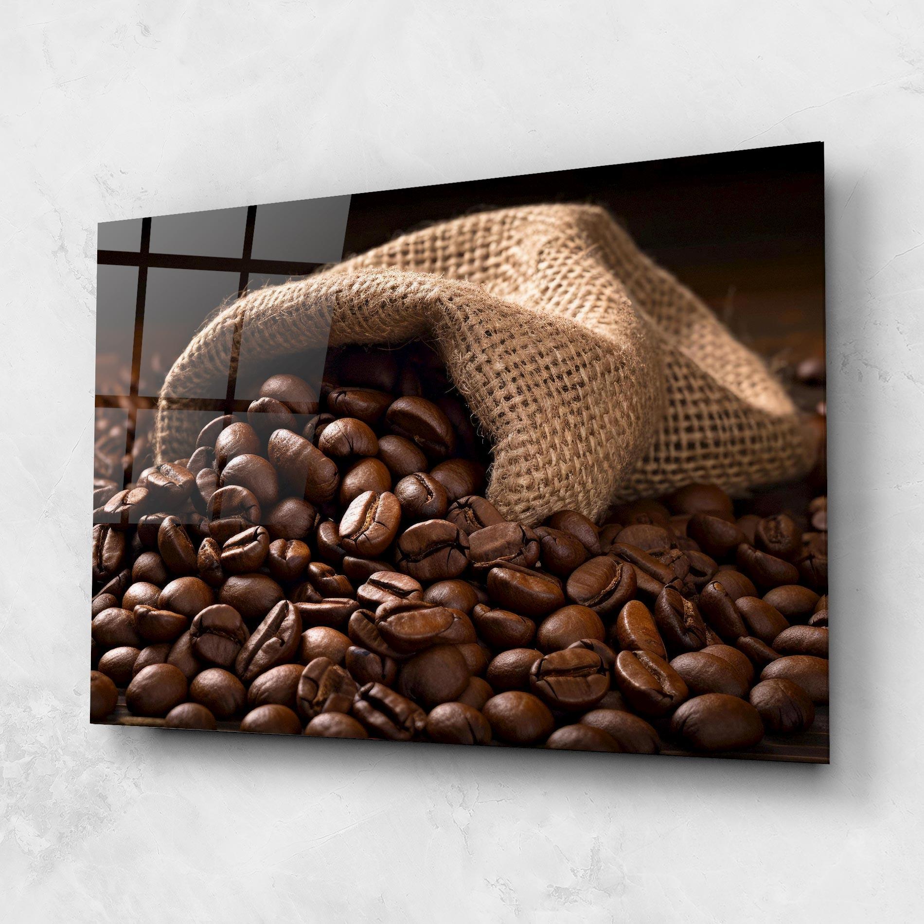Glasbild Bag Of Coffee Beans mockup 1