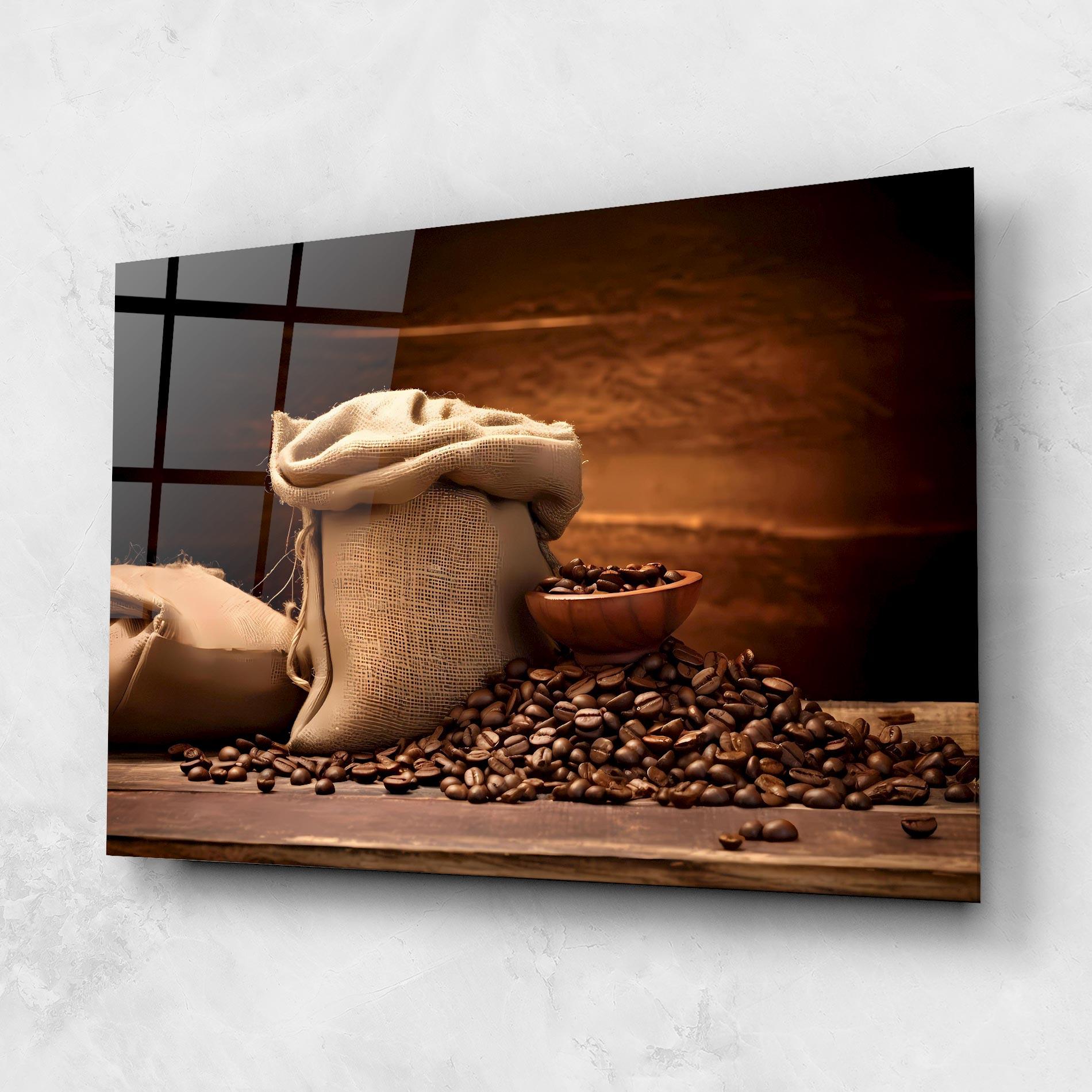 Glasbild Big Bag Of Coffee Beans mockup 1