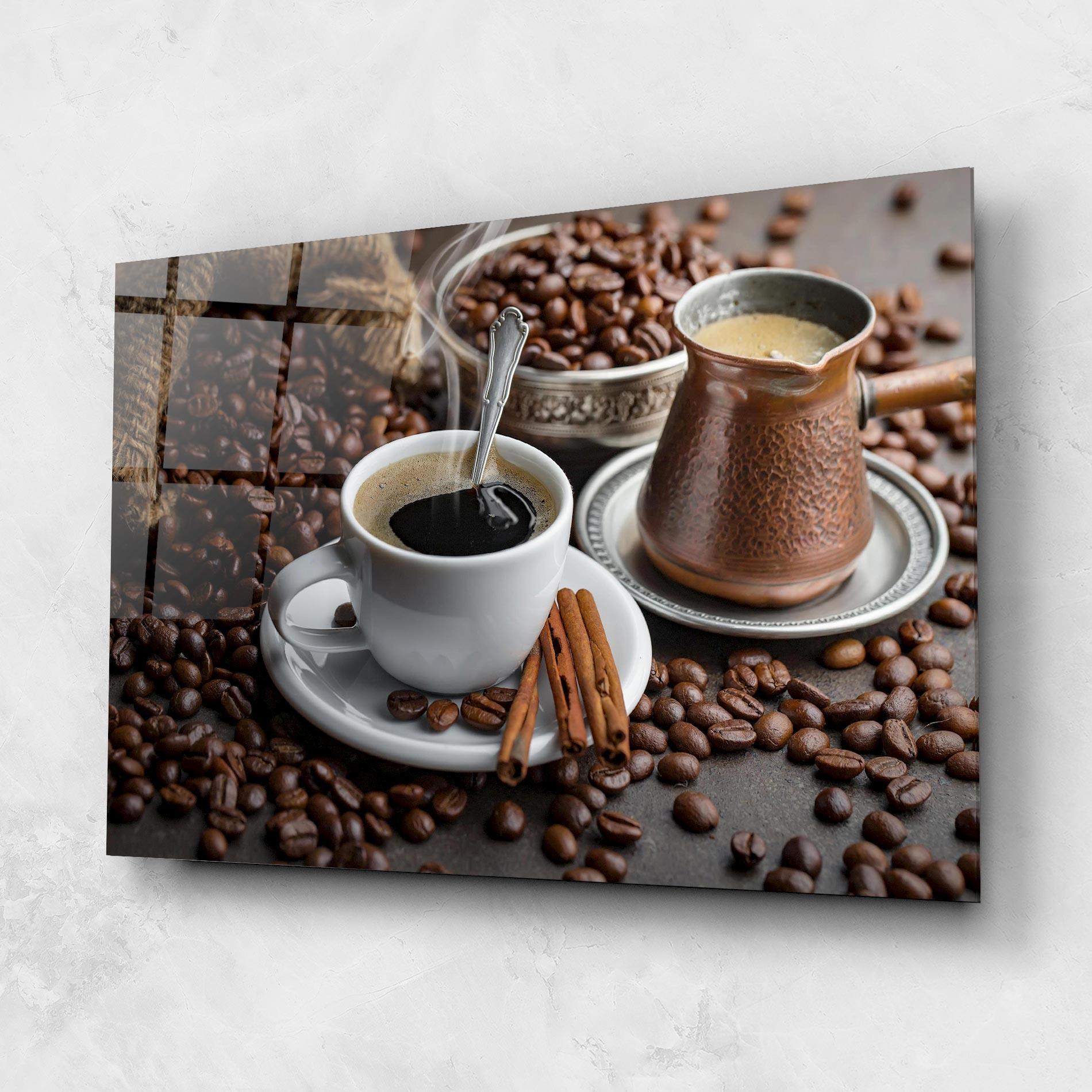 Glasbild Black Coffee Beans mockup 1