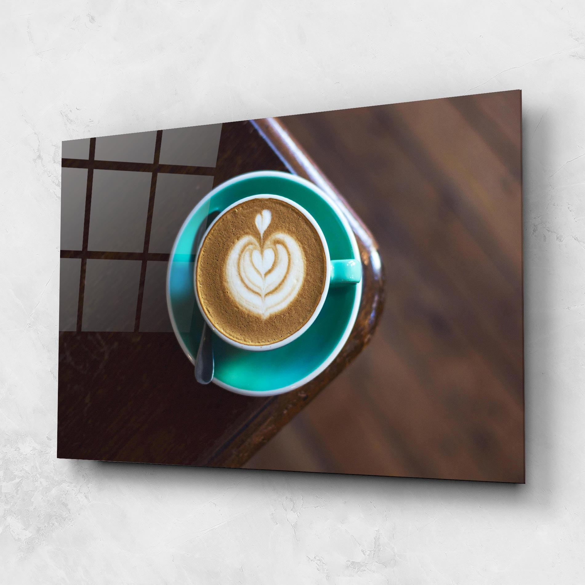 Glasbild Blue Cup Of Coffee mockup 1