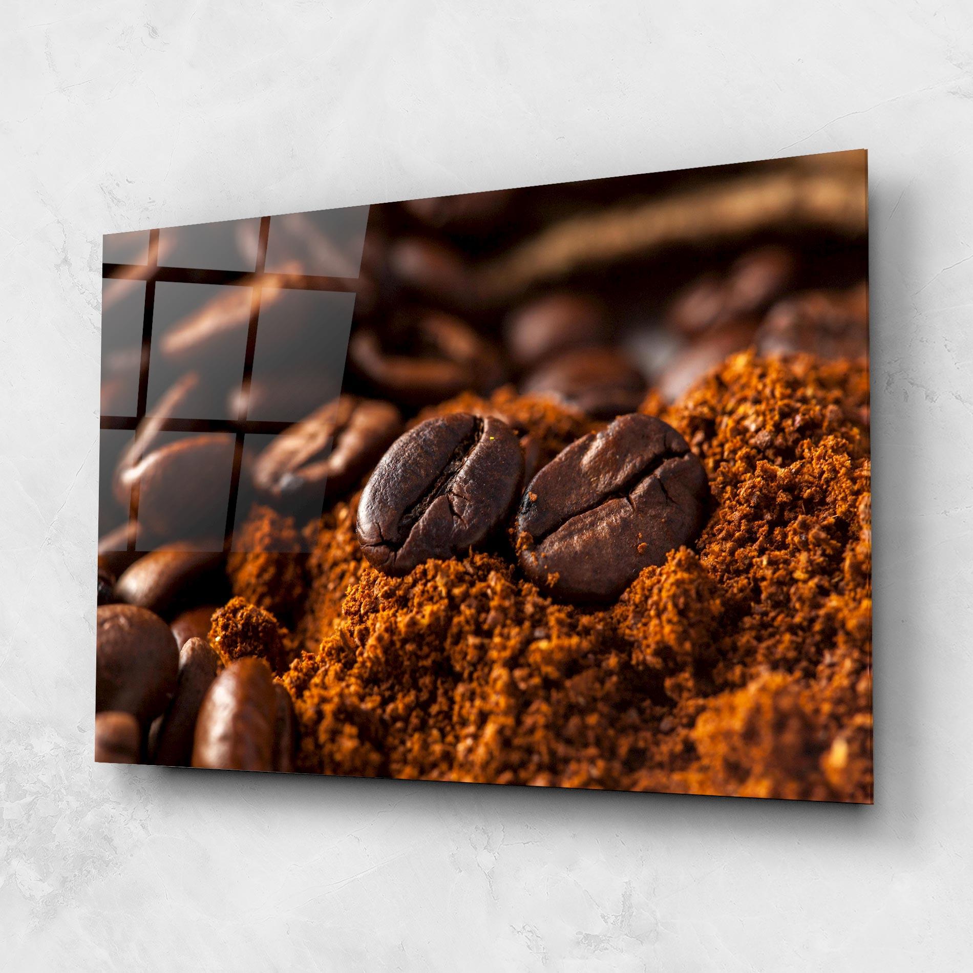 Glasbild Close Up Coffee Beans mockup 1