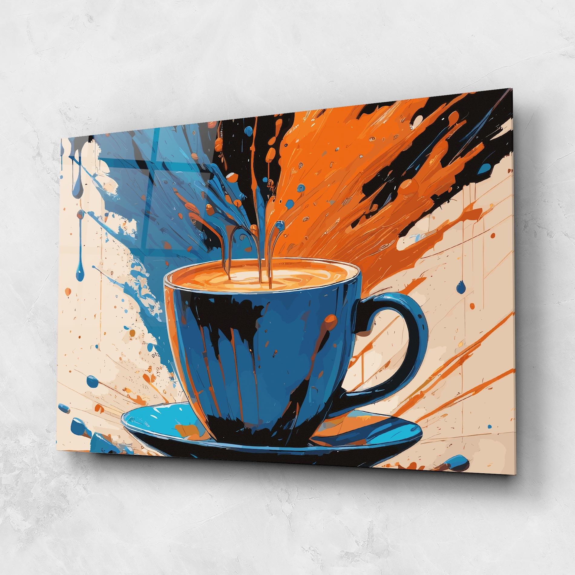 Glasbild Coffee Blue Orange mockup 1