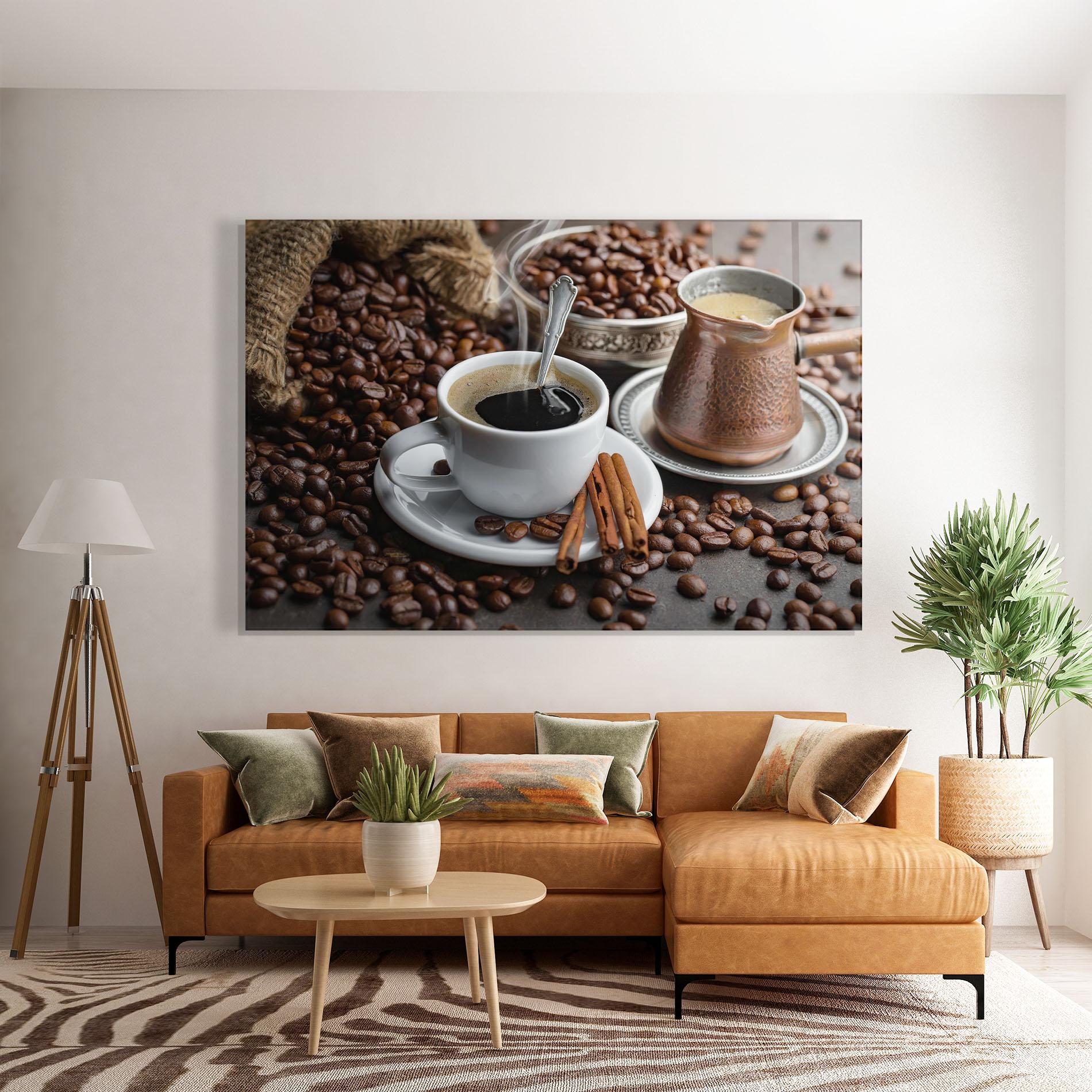 Glasbild Black Coffee Beans mockup 7