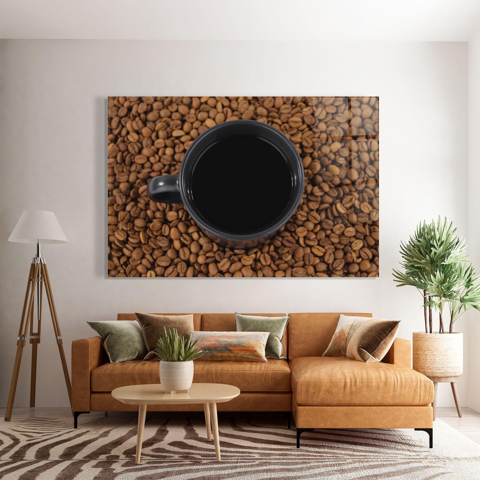 Glasbild Black Cup Of Coffee mockup 7