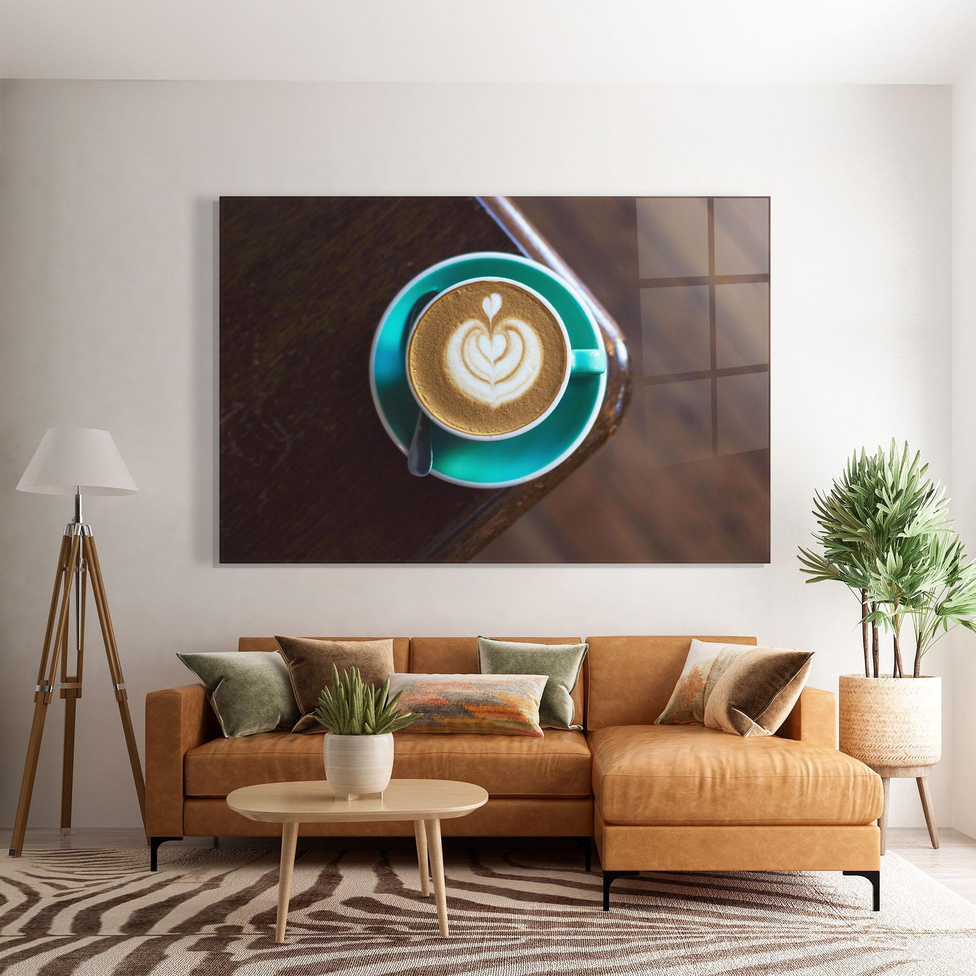 Glasbild Blue Cup Of Coffee mockup 7