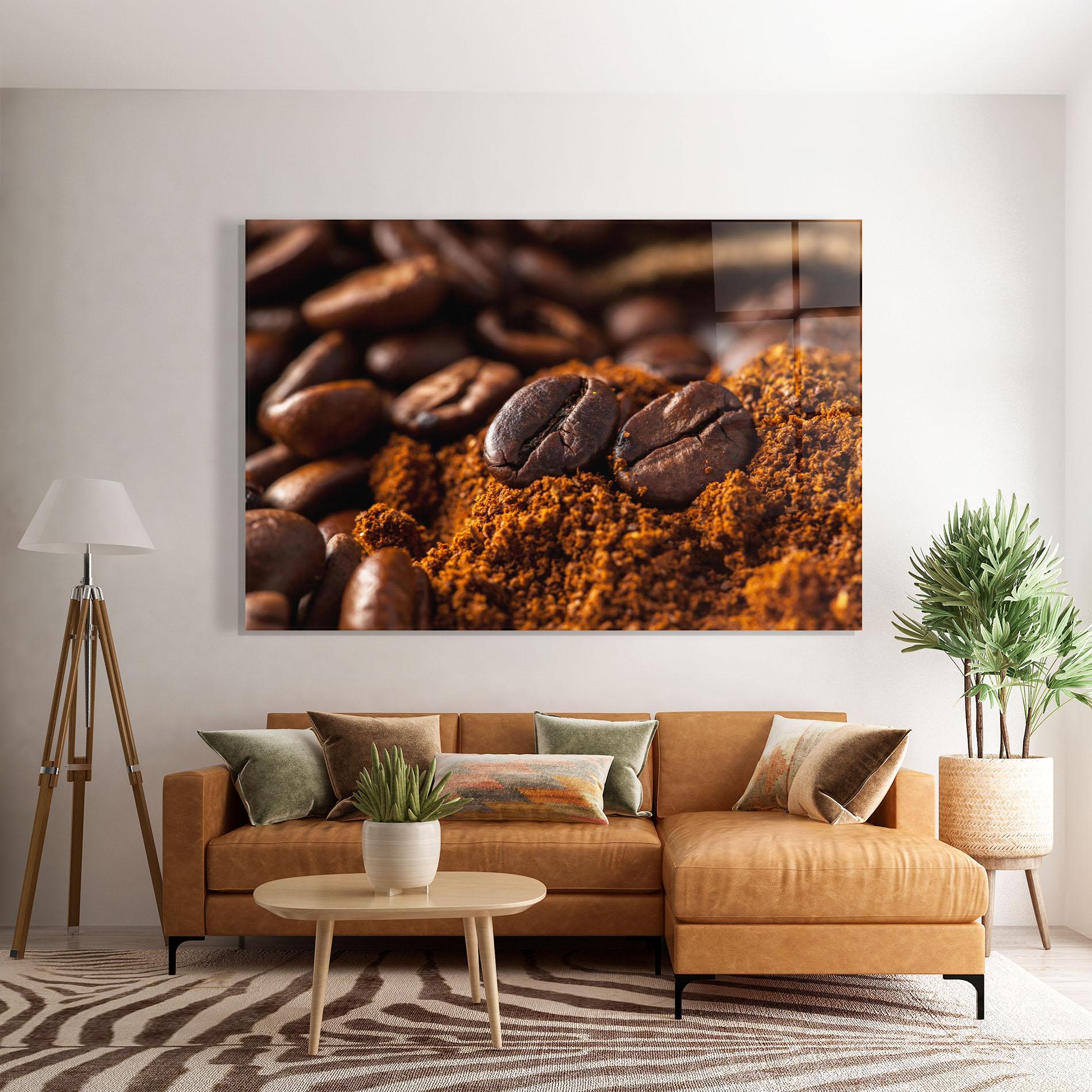 Glasbild Close Up Coffee Beans mockup 7