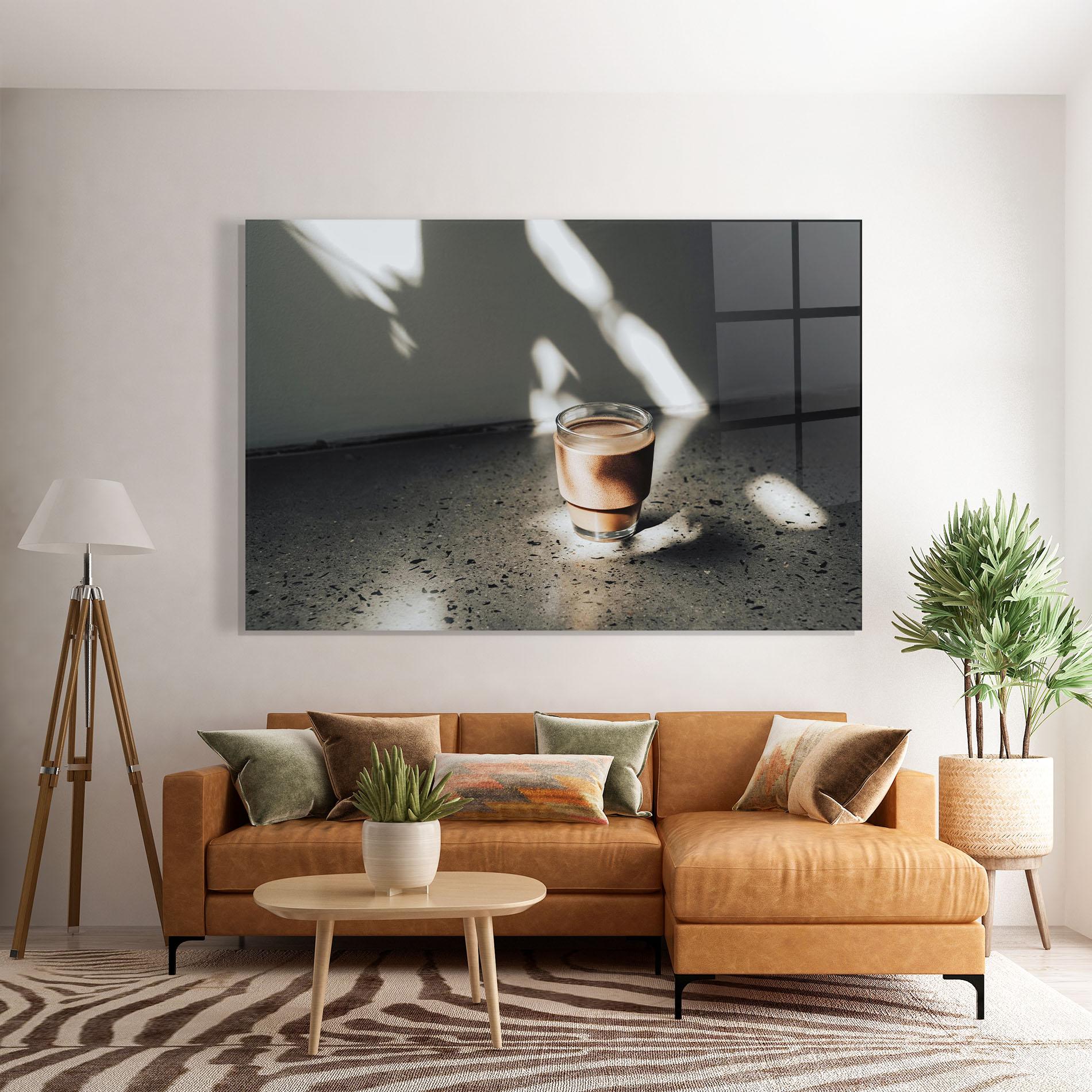 Glasbild Coffee In The Sun mockup 7