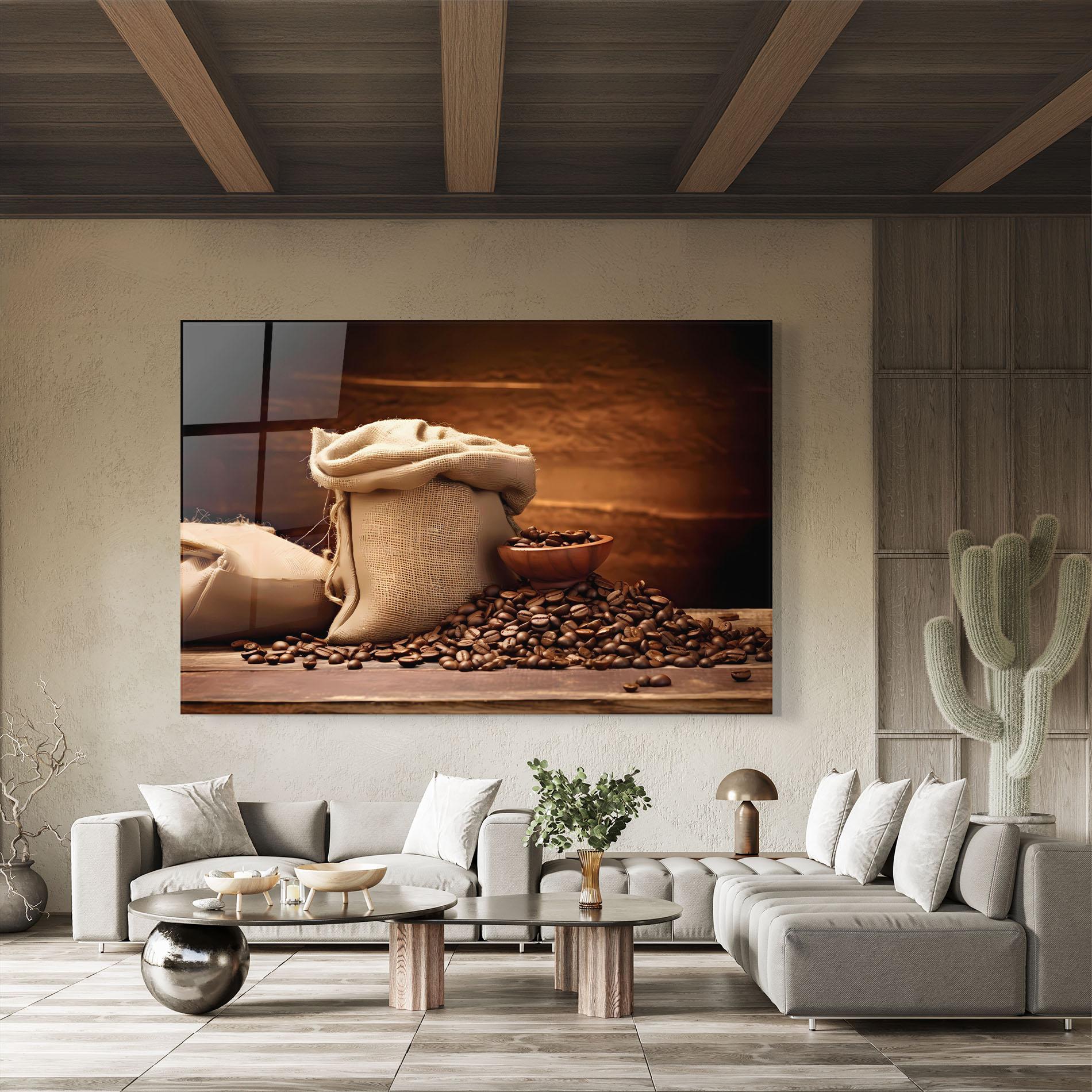 Glasbild Big Bag Of Coffee Beans mockup 8
