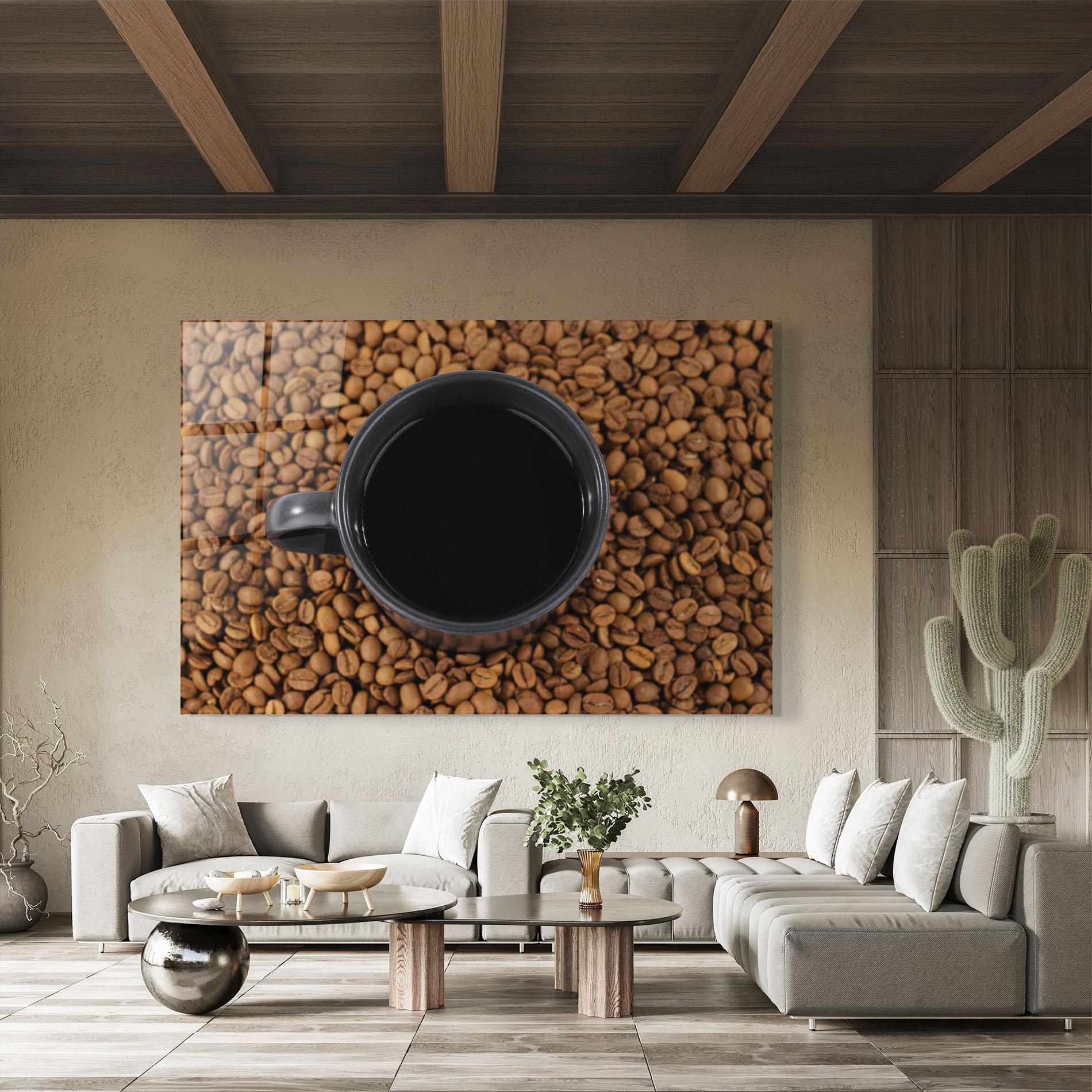 Glasbild Black Cup Of Coffee mockup 8