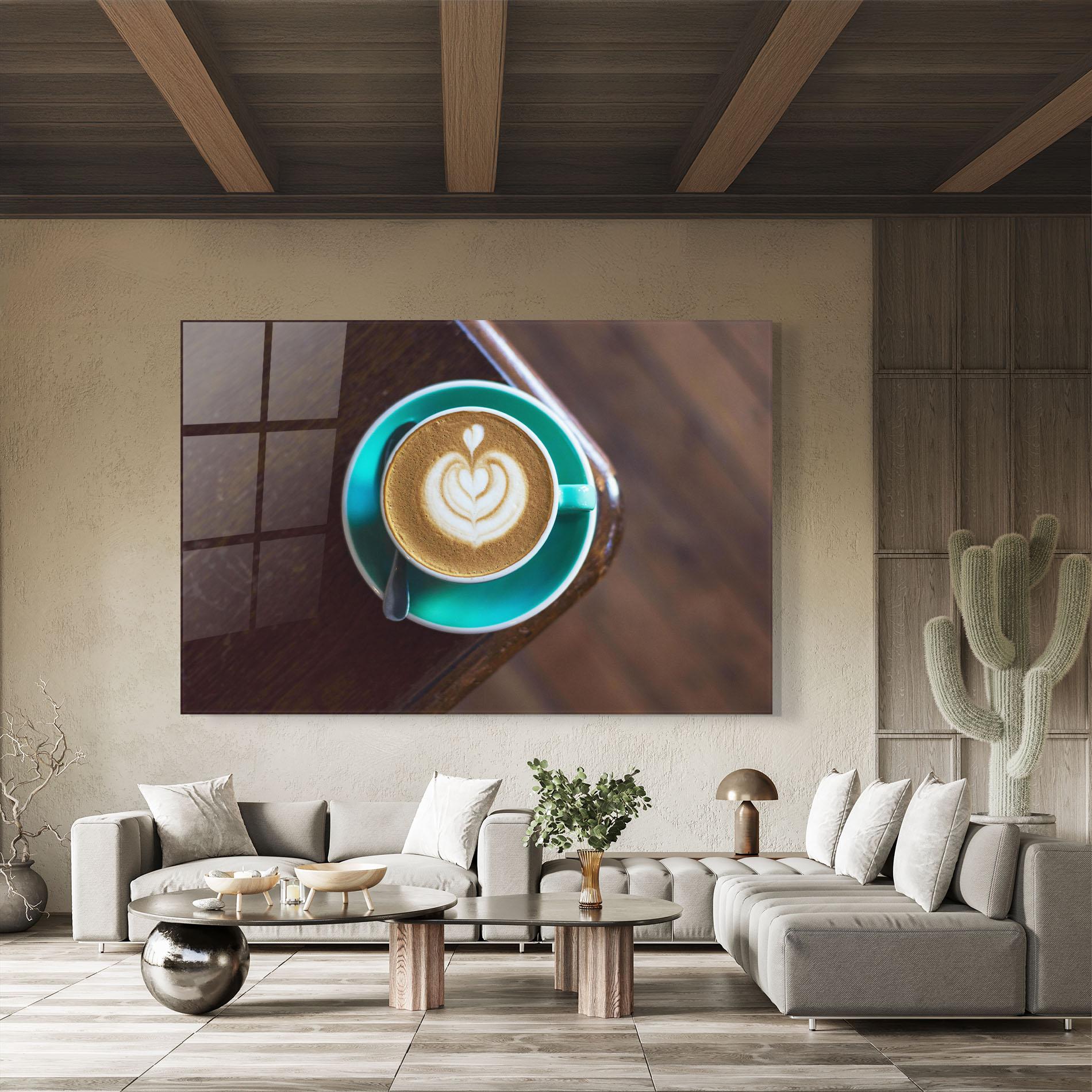 Glasbild Blue Cup Of Coffee mockup 8