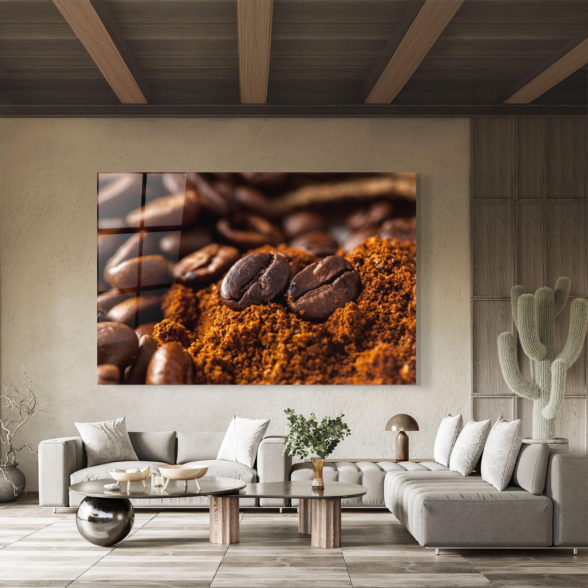 Glasbild Close Up Coffee Beans mockup 8