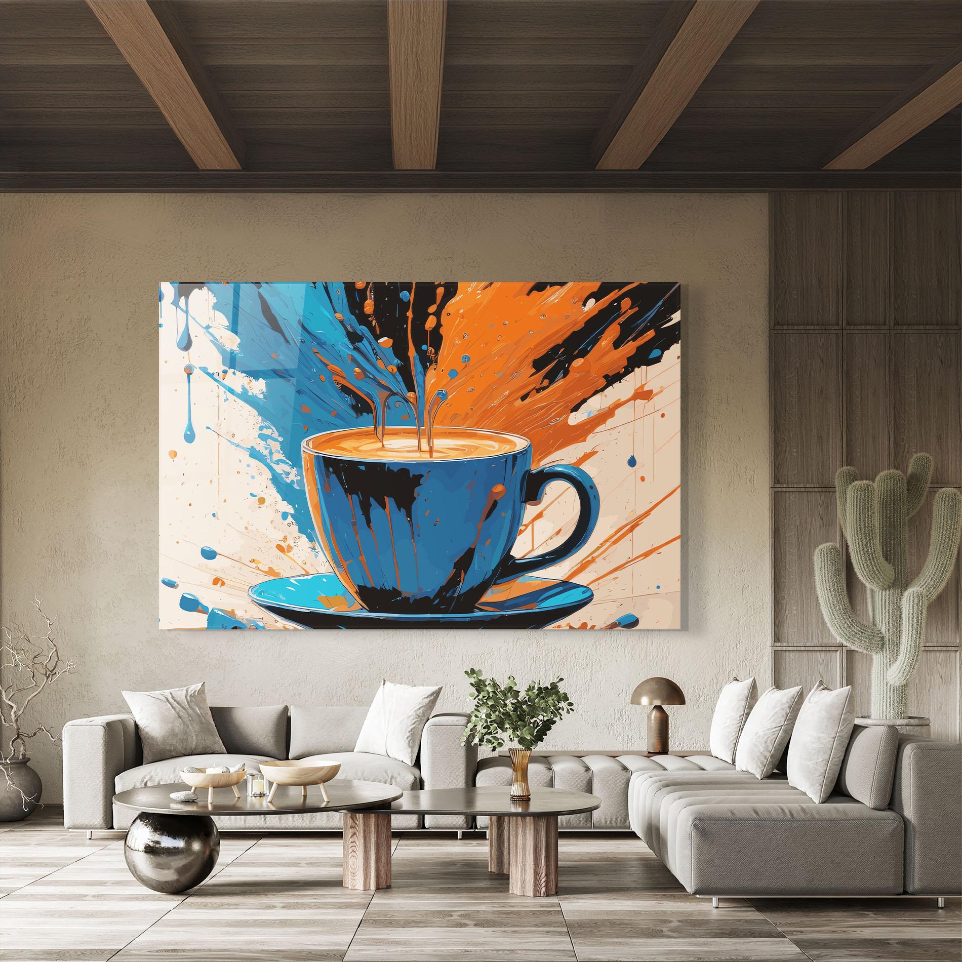 Glasbild Coffee Blue Orange mockup 8