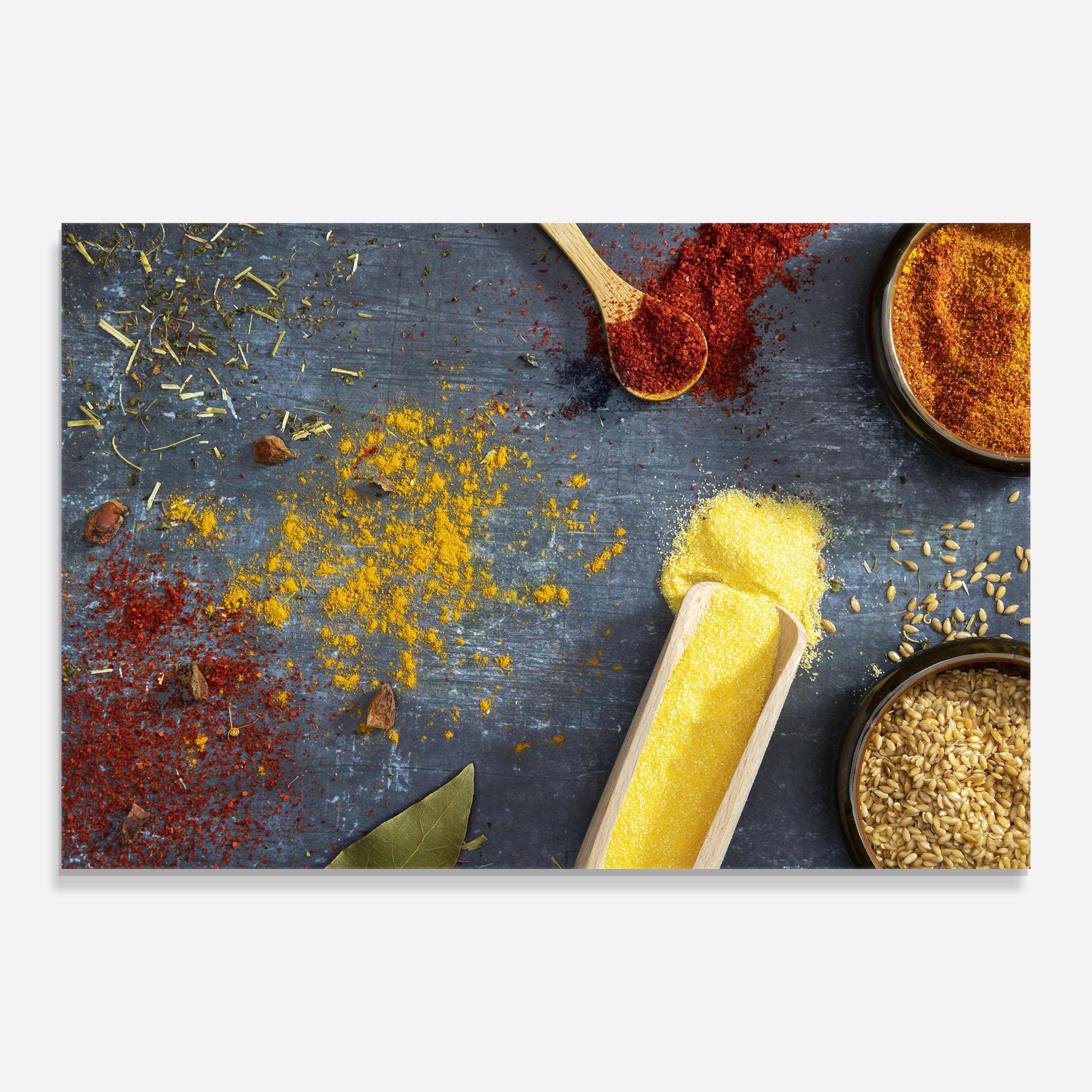 Glasbild Bowls With Spices mockup 0