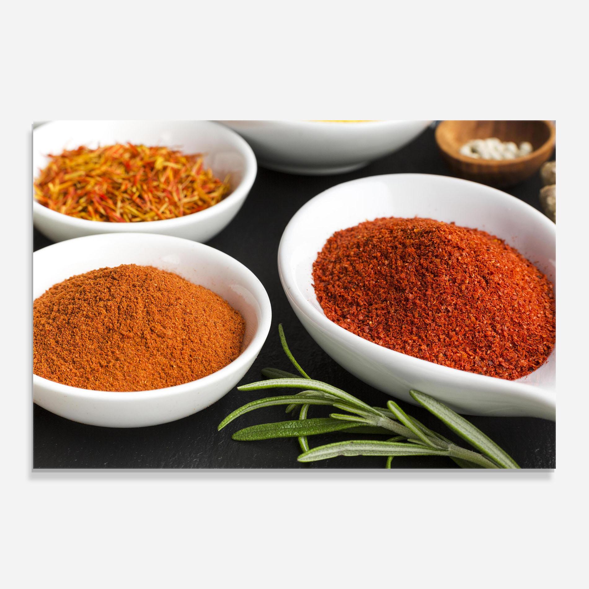Glasbild Close Up Spices Powder mockup 0