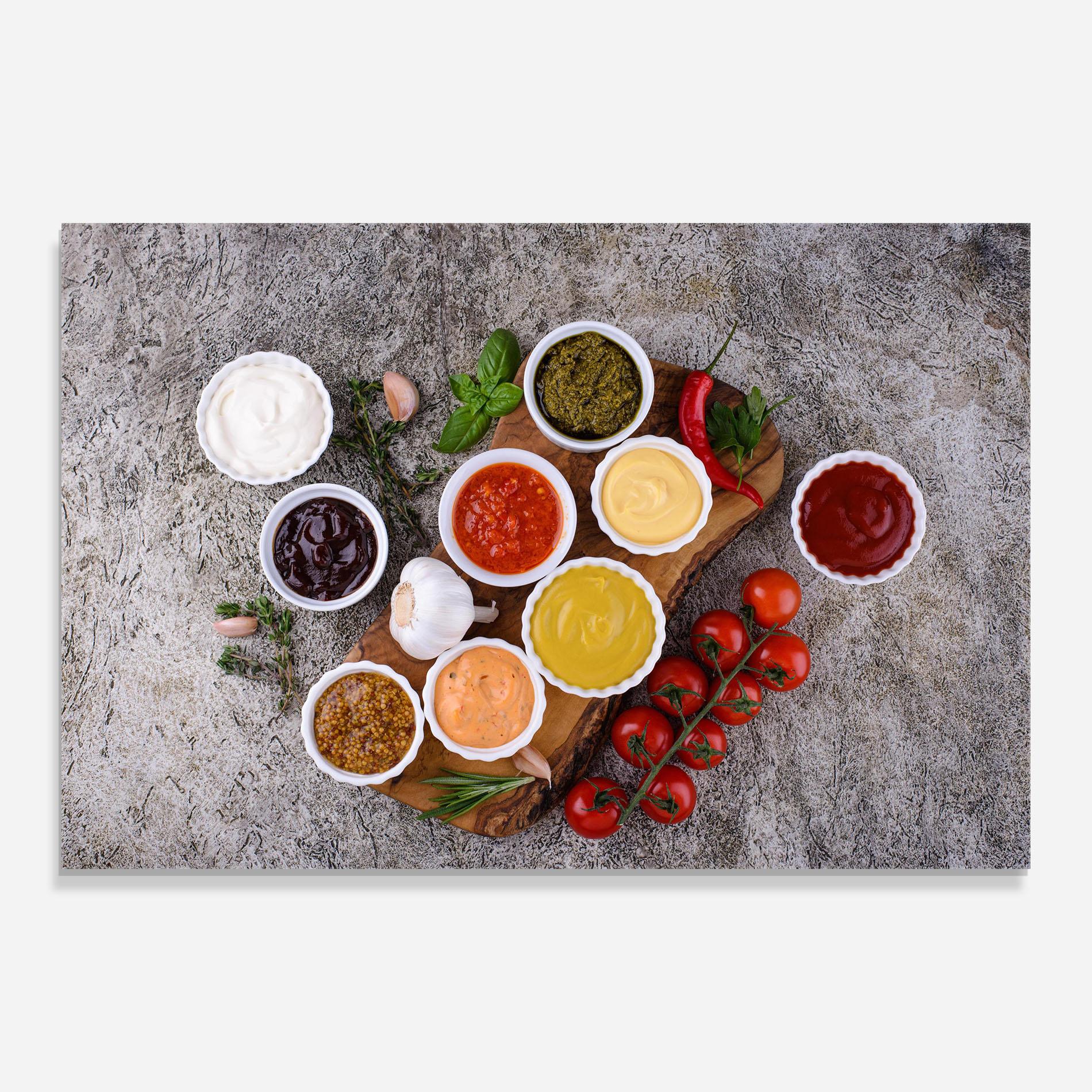 Glasbild Different Sauces mockup 0