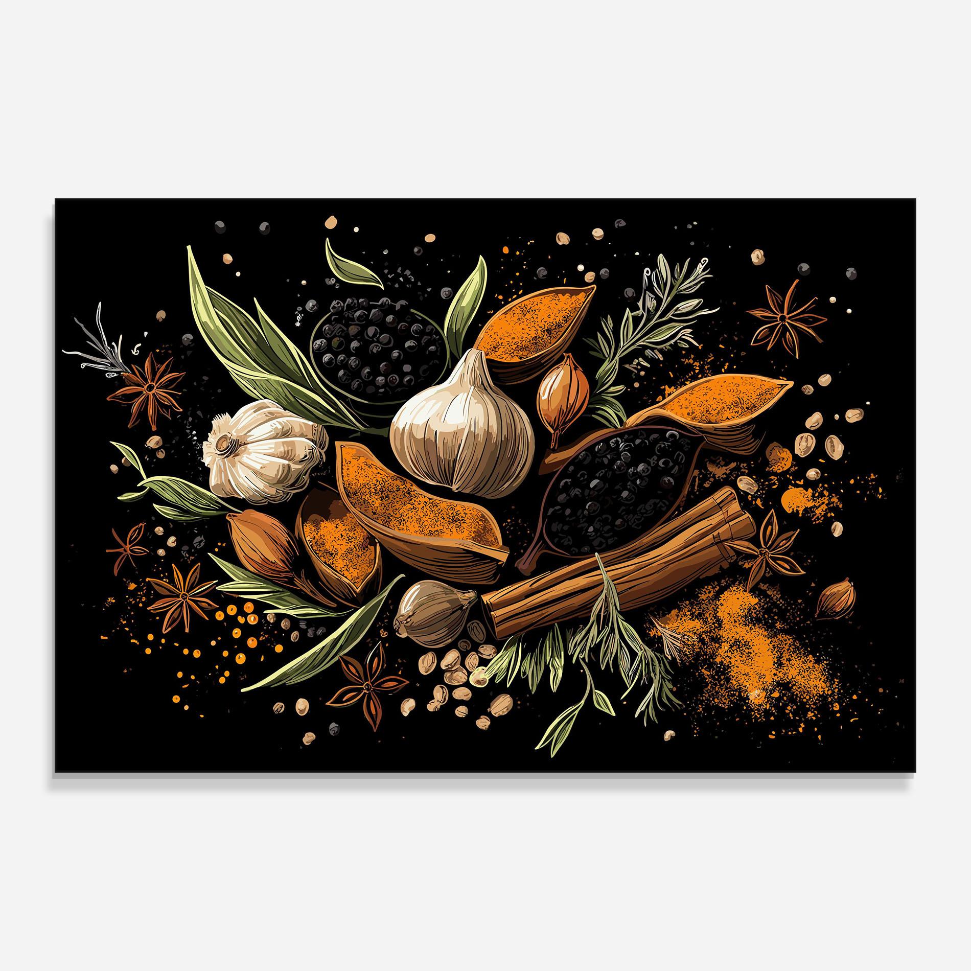 Glasbild Garlic And Spices mockup 0