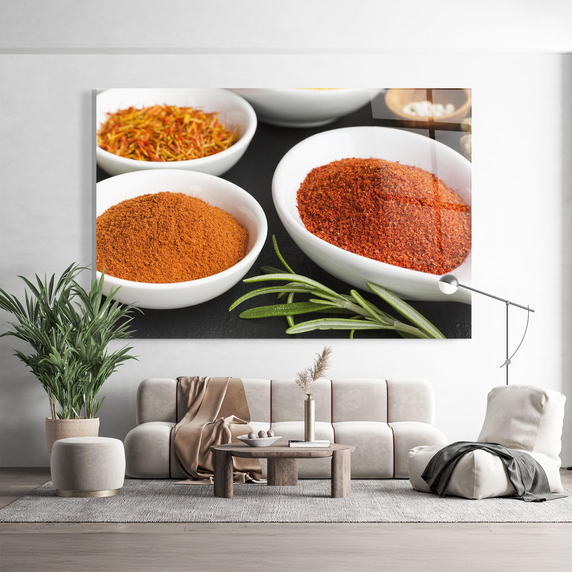 Glasbild Close Up Spices Powder mockup 9