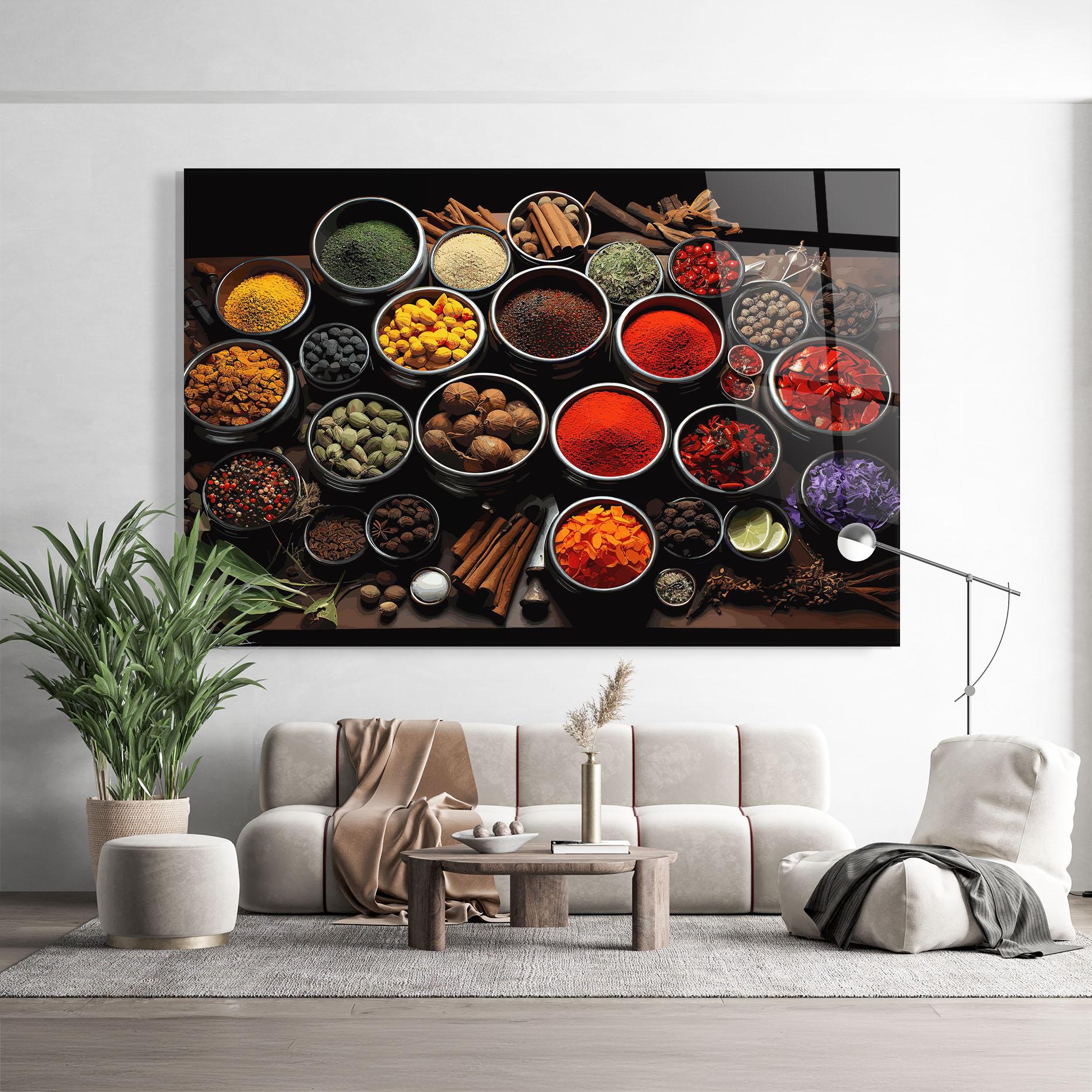 Glasbild Colorful Herbs Art mockup 9