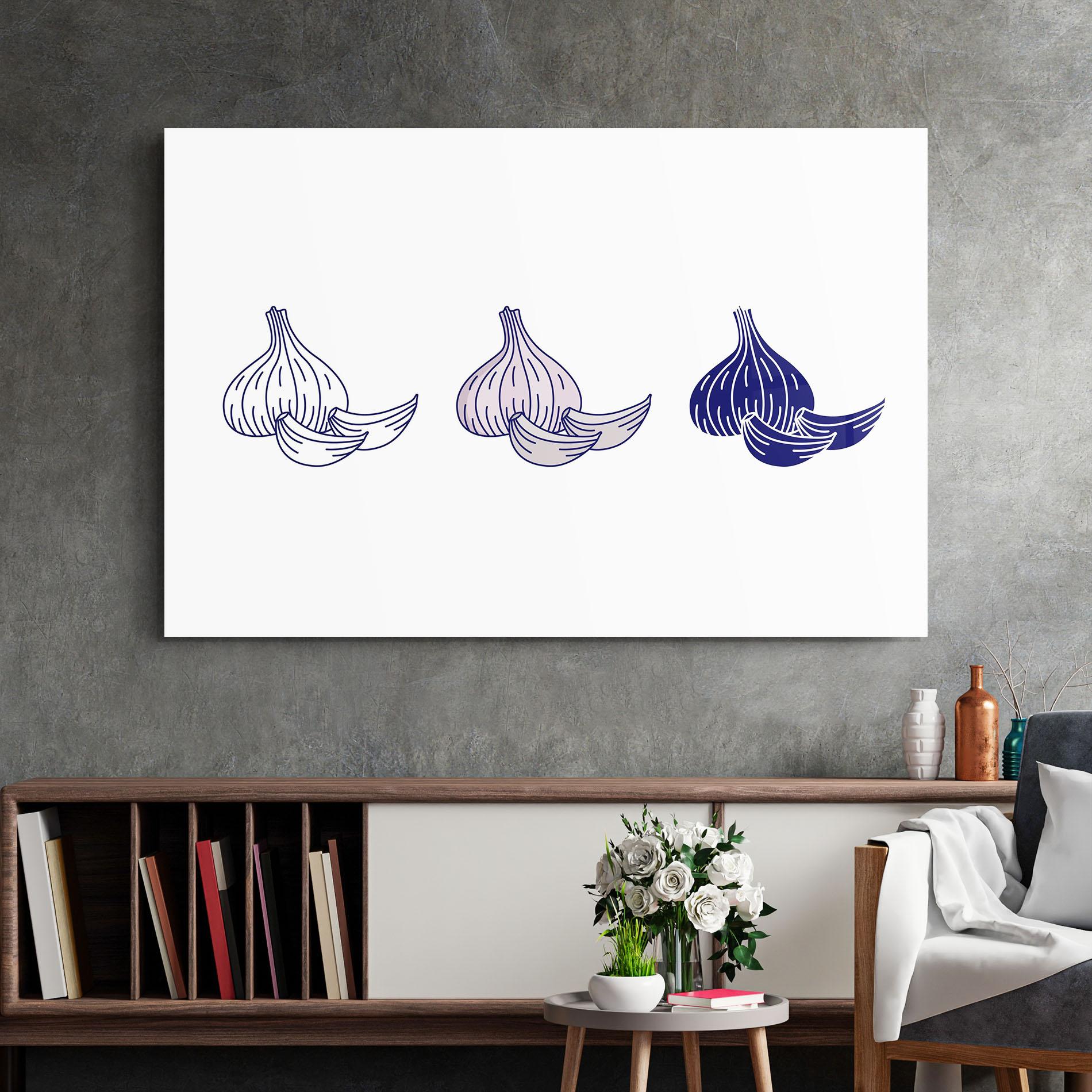 Glasbild Blue Garlic mockup 2