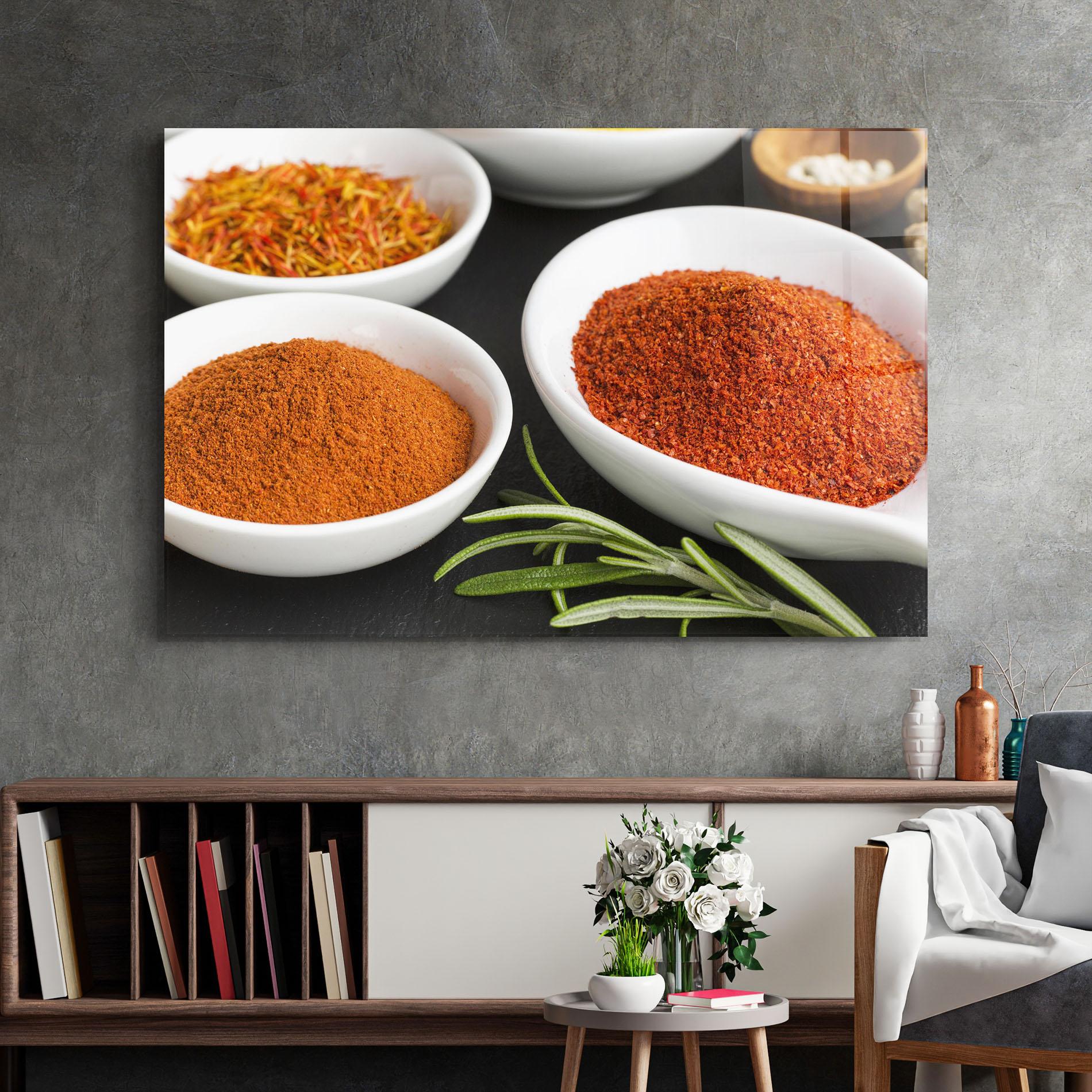 Glasbild Close Up Spices Powder mockup 2