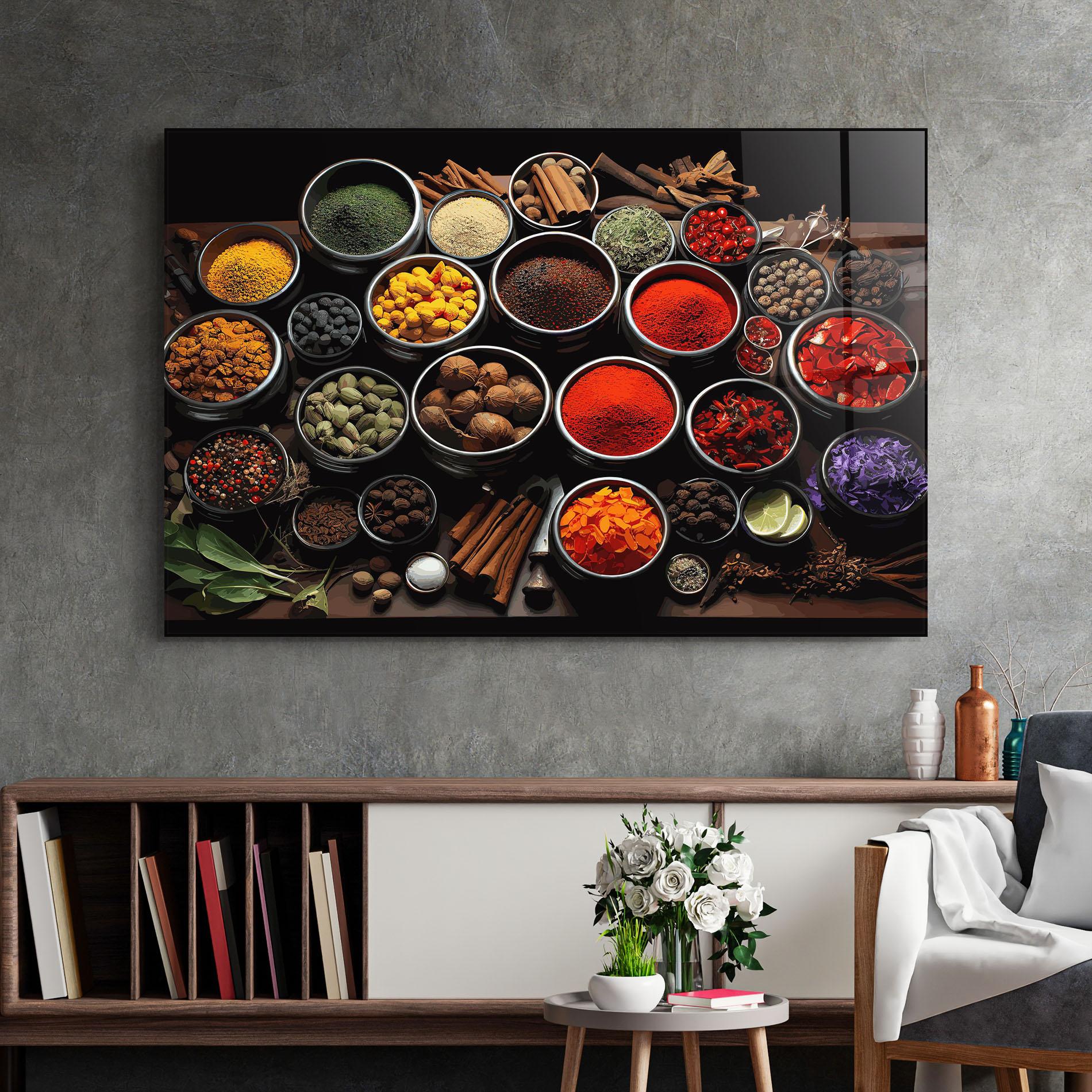 Glasbild Colorful Herbs Art mockup 2