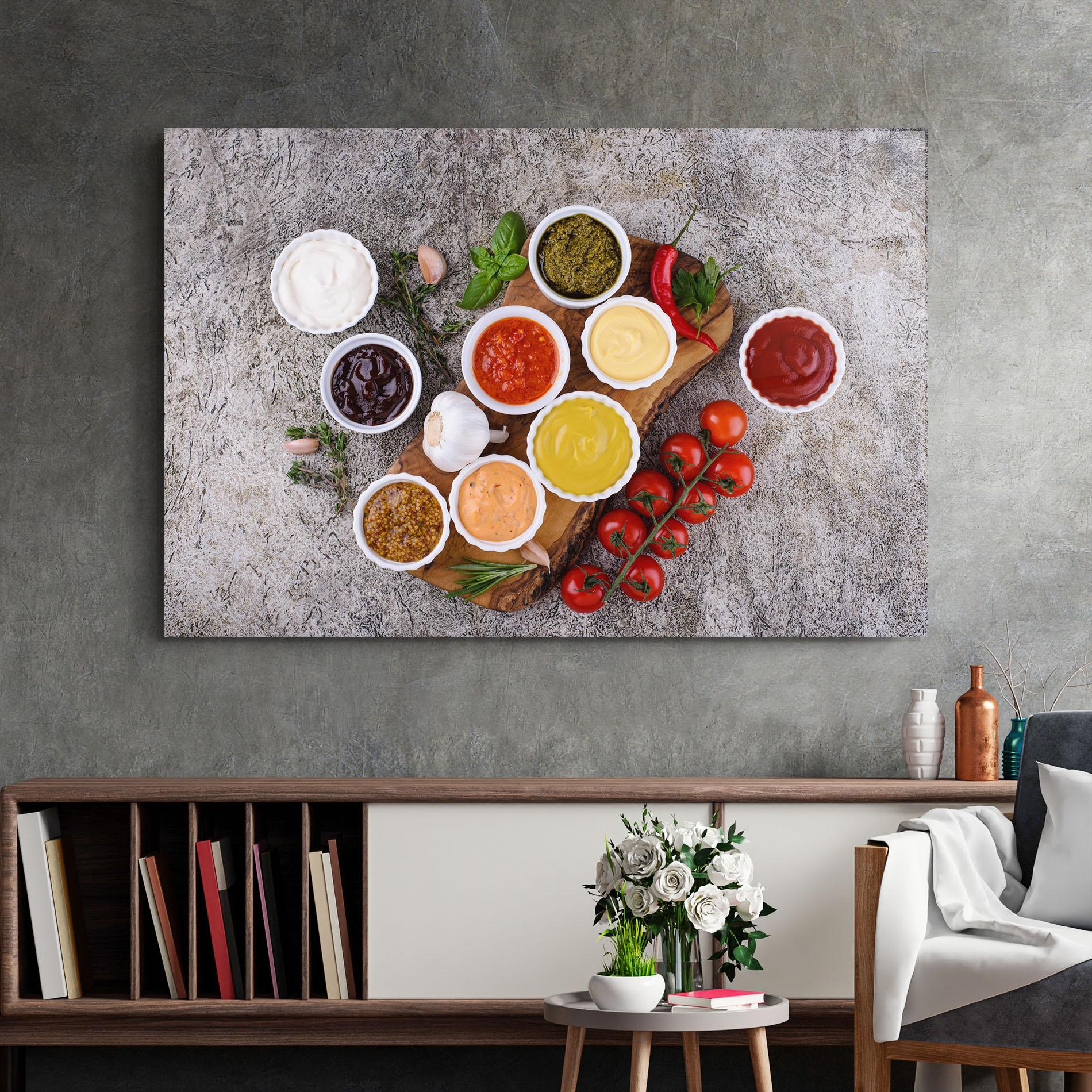 Glasbild Different Sauces mockup 2
