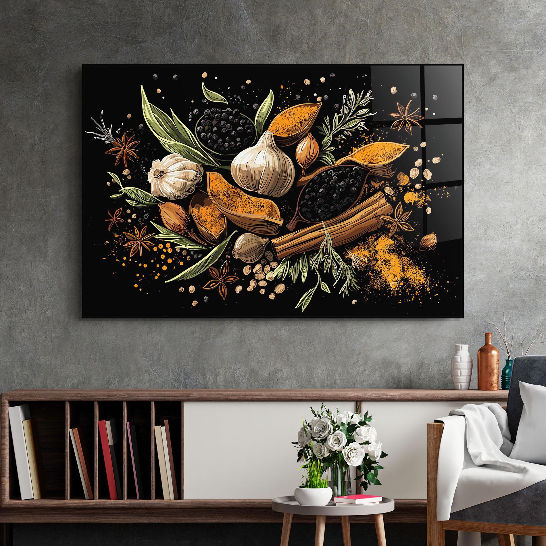 Glasbild Garlic And Spices mockup 2