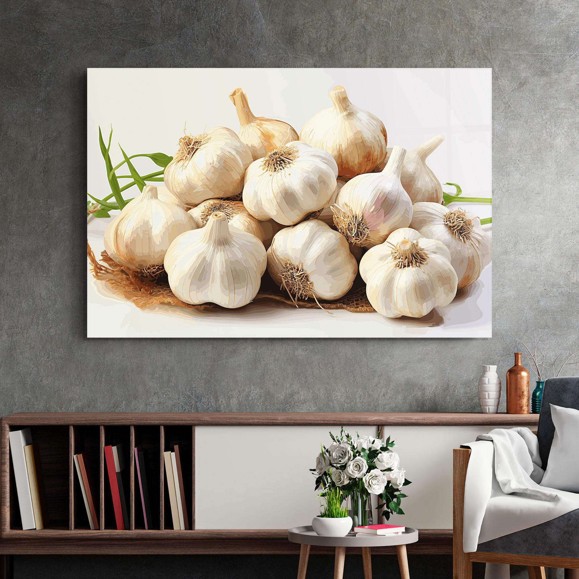 Glasbild Garlic Art mockup 2