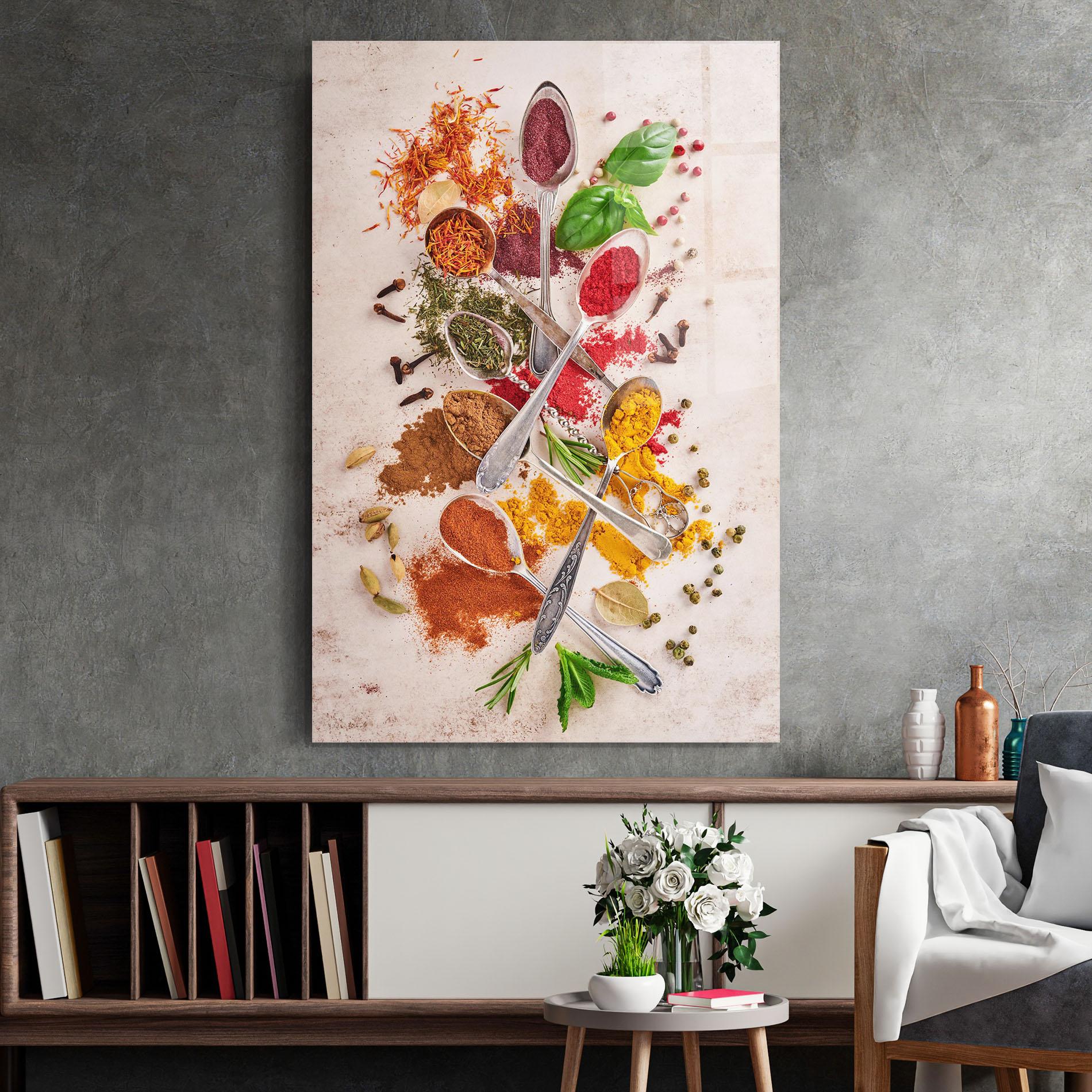 Glasbild Colorful Spices Cooking mockup 2