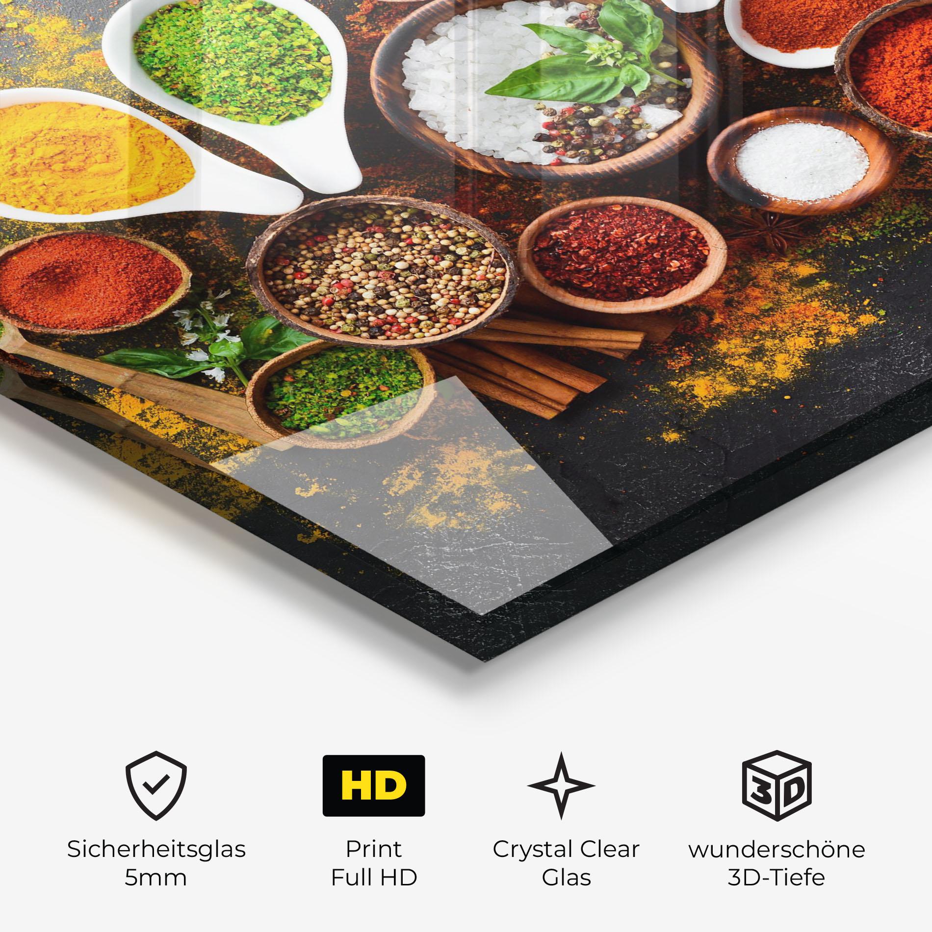 Glasbild Colorful Herbs Spices mockup 3
