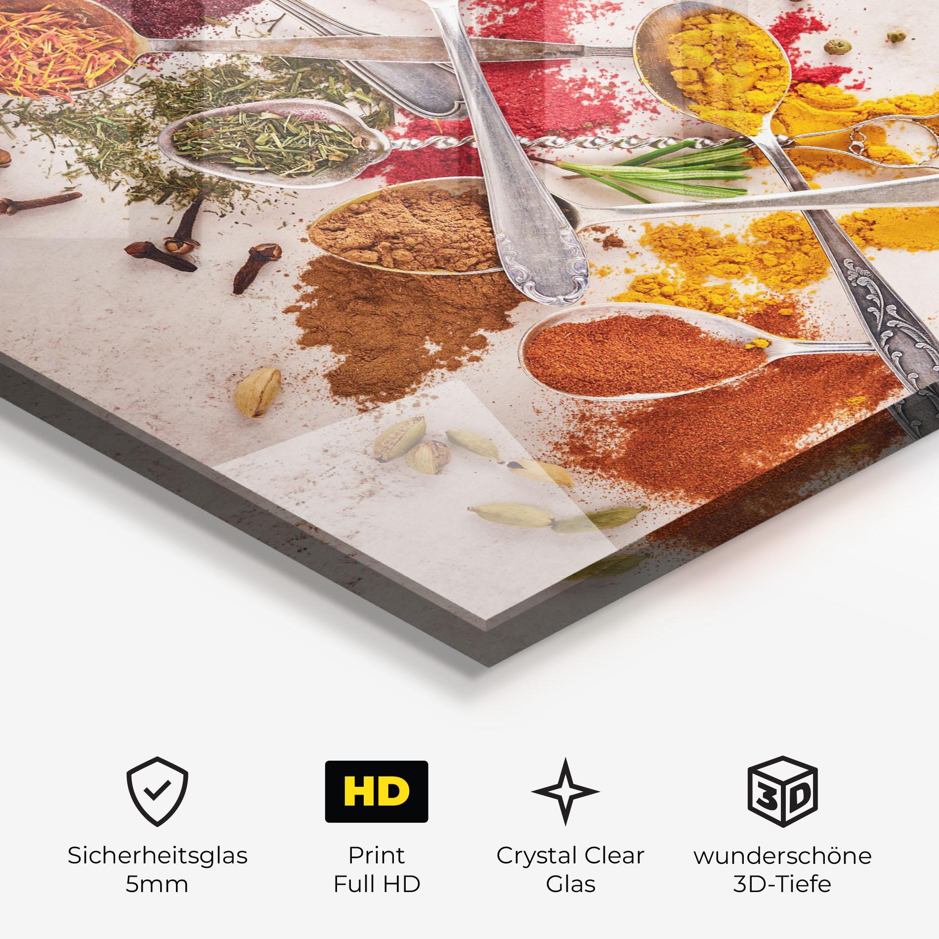 Glasbild Colorful Spices Cooking mockup 3