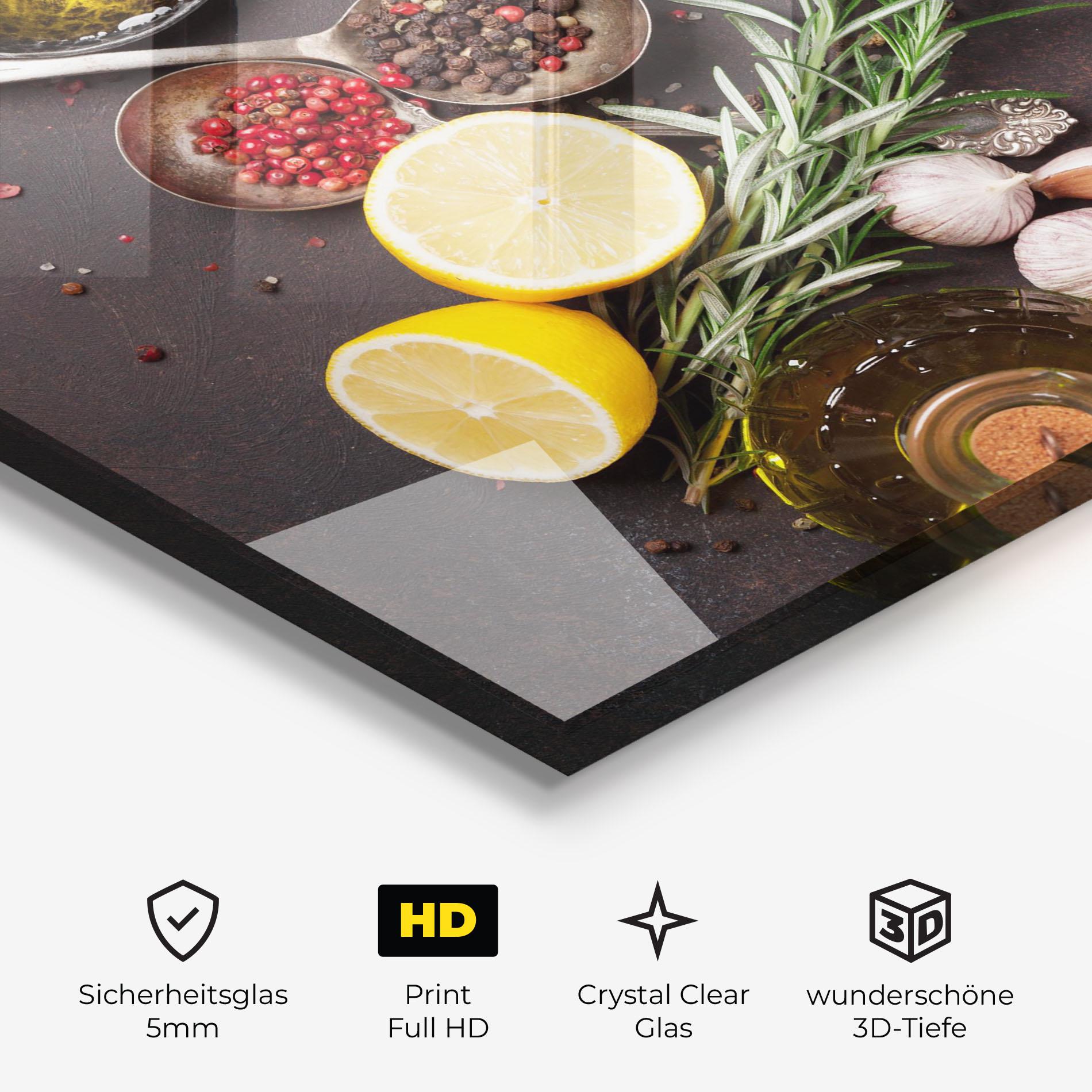Glasbild Spices On Stone Table mockup 3